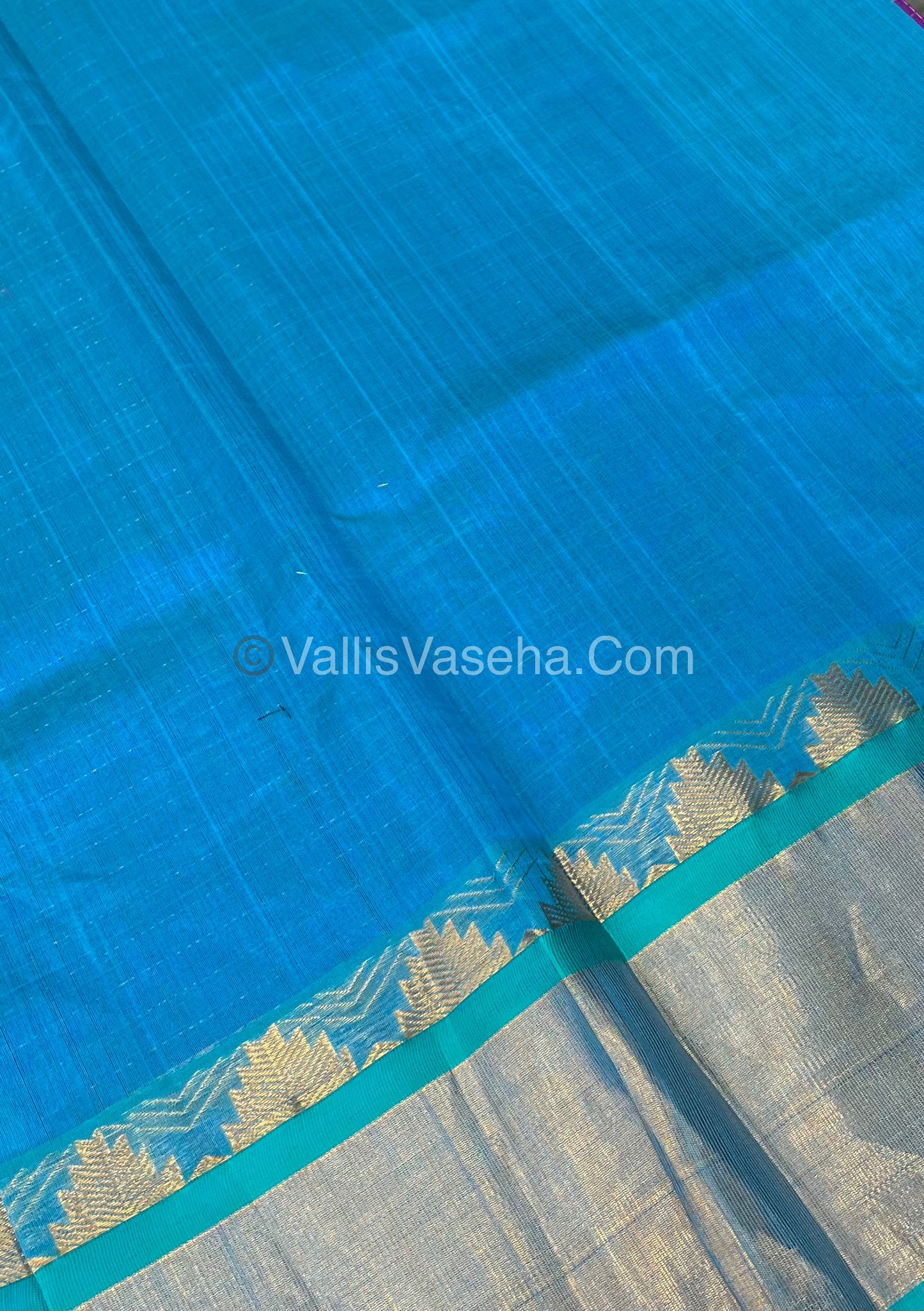 Pure Korvai Silk Cotton - Lakshadeepam Design - Short and Long border - VVKLD003