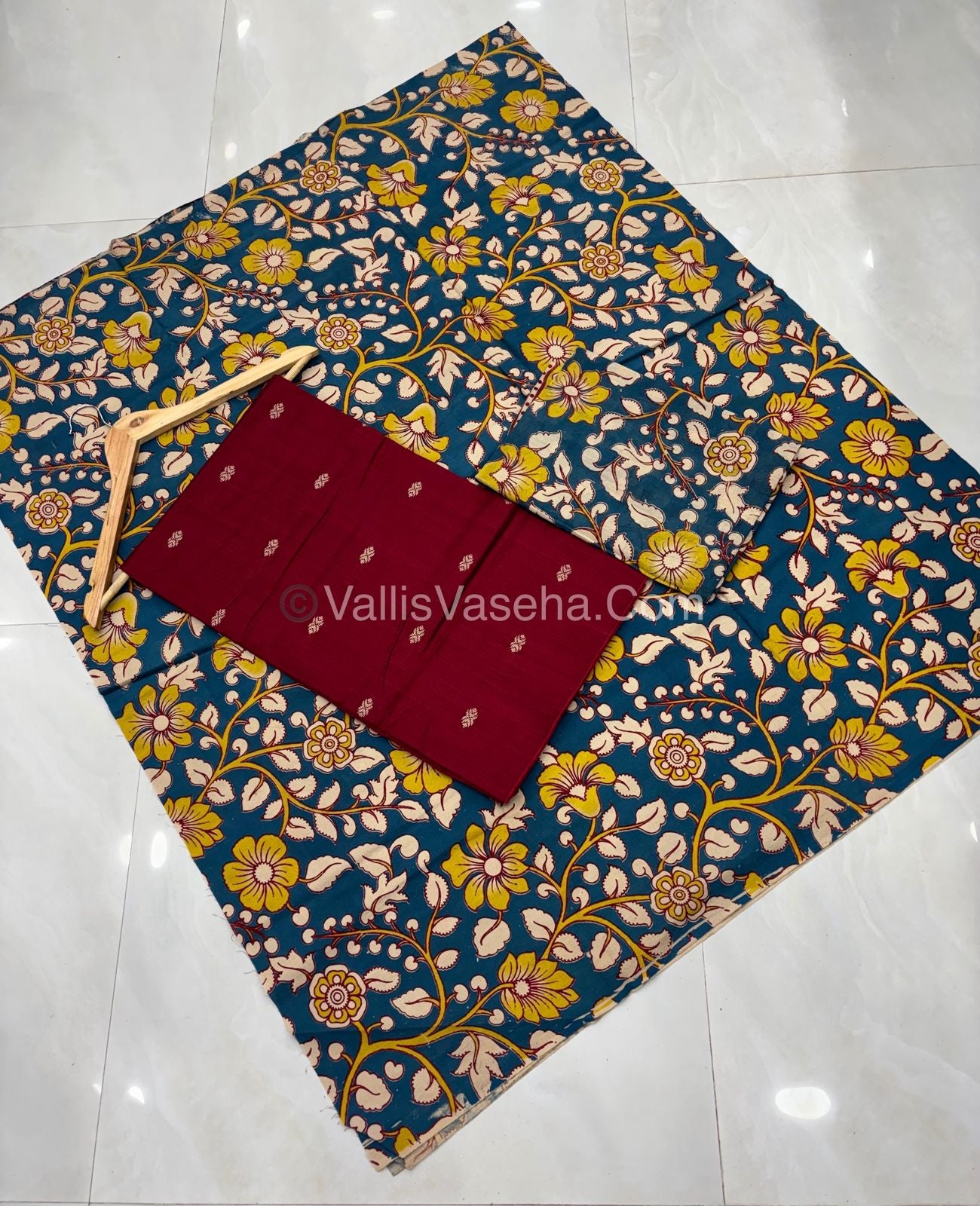 Unstitched Salwar Material -Raw Silk - Maroon Shade - VVUSM012