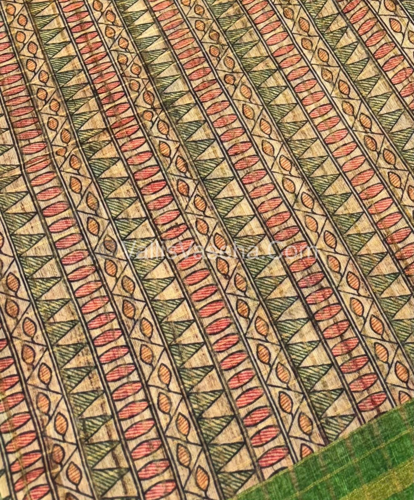 Semi Chanderi Saree - Fusion Of Bandhini & Madhubani- VVSCS002