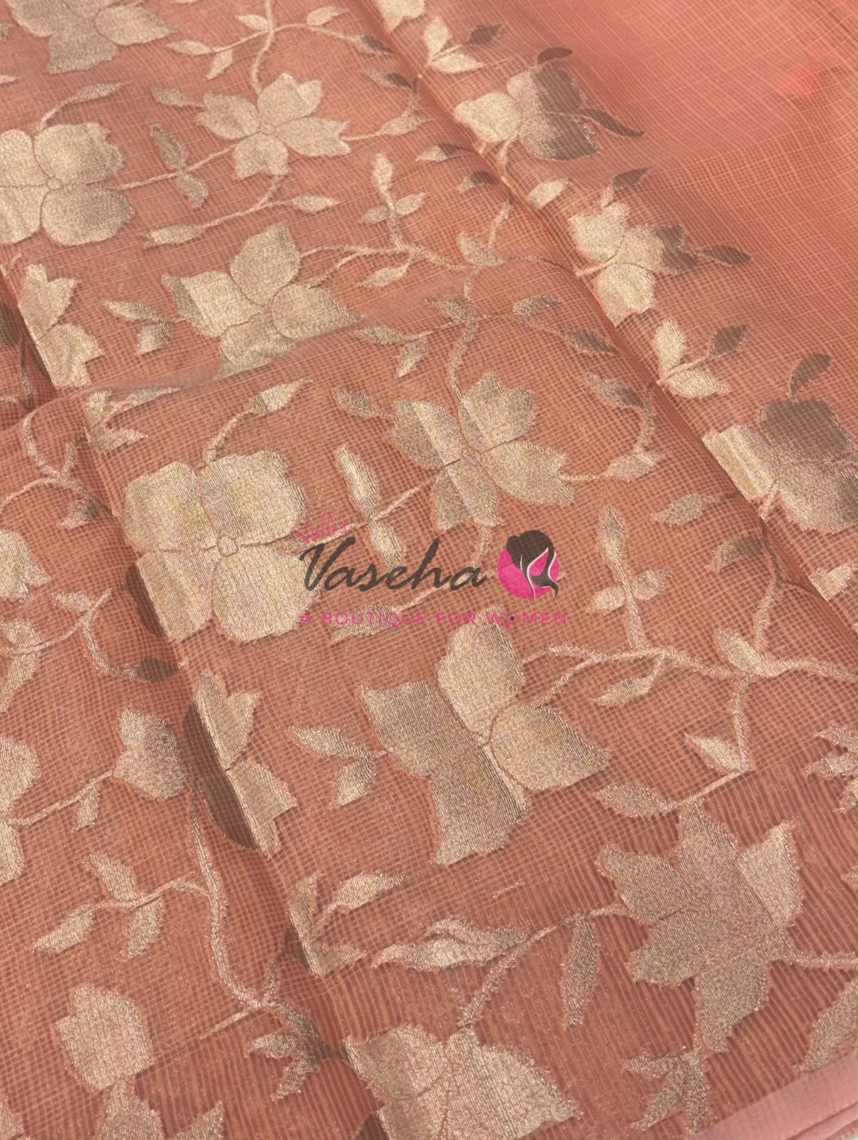 Kota Saree - Embroidery Weaving - Peach Shade - VVKES001