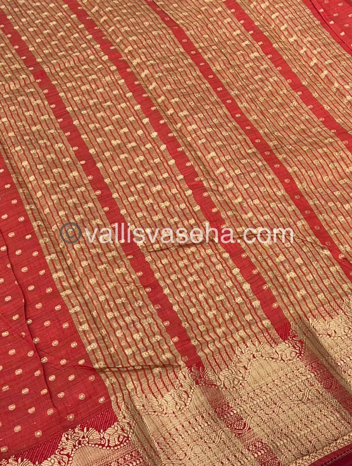 Semi Tussar Silk |Semi Raw Silk - Red Shade - VVSTS008