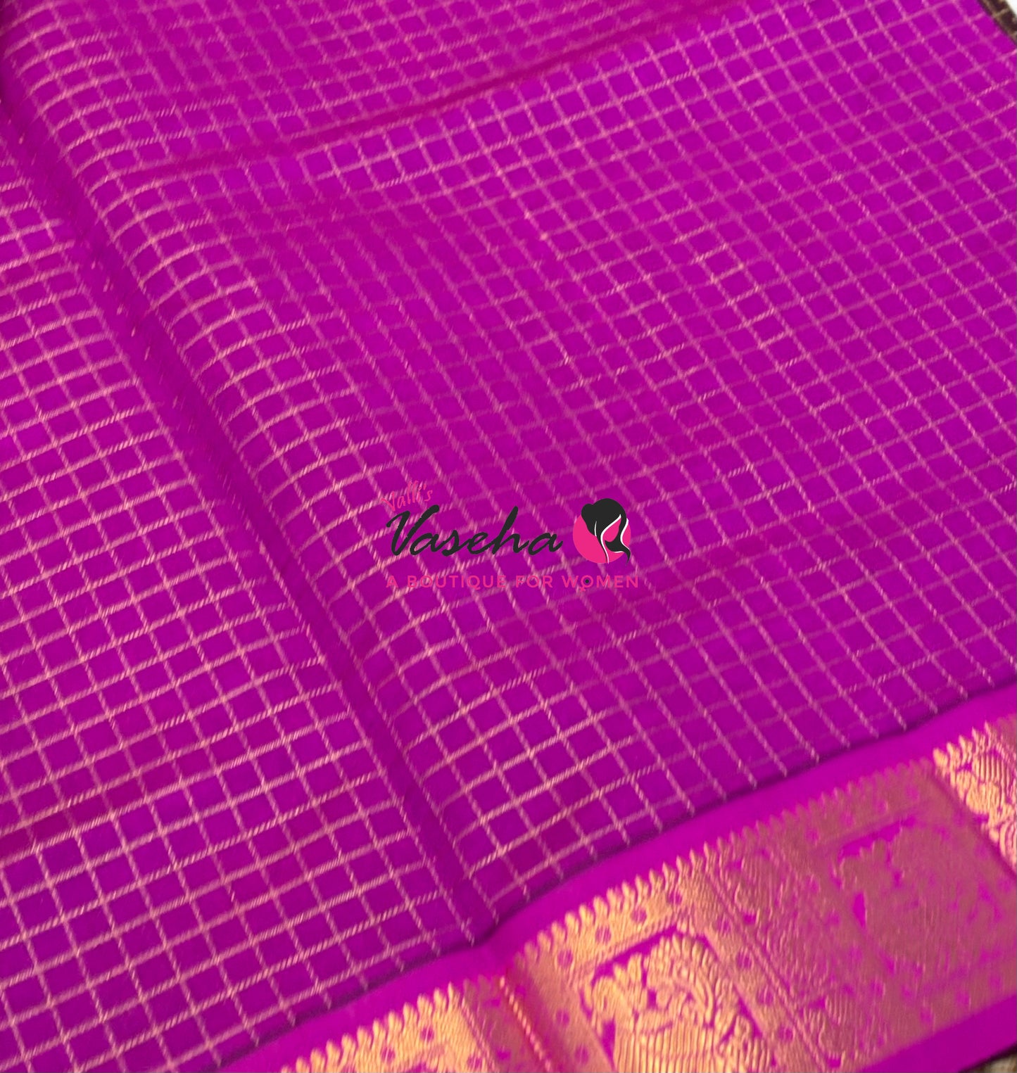 Pure Silk Cotton Saree - Brown With Pink - Lakshadeepam Design - VVPLD004