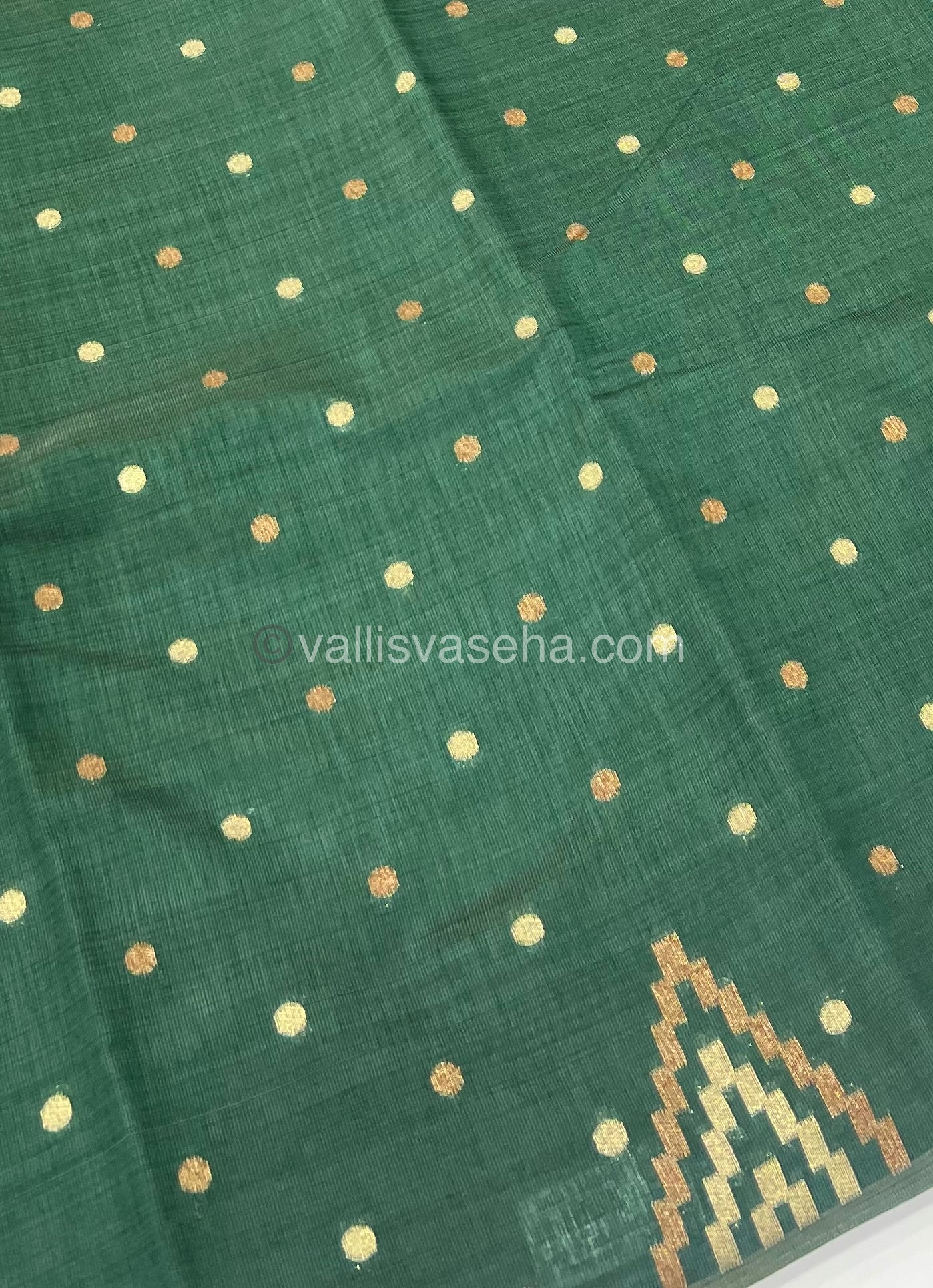 Cherry Tussar - Semi Tussar Silk - Dark Green Shade - VVSTS009