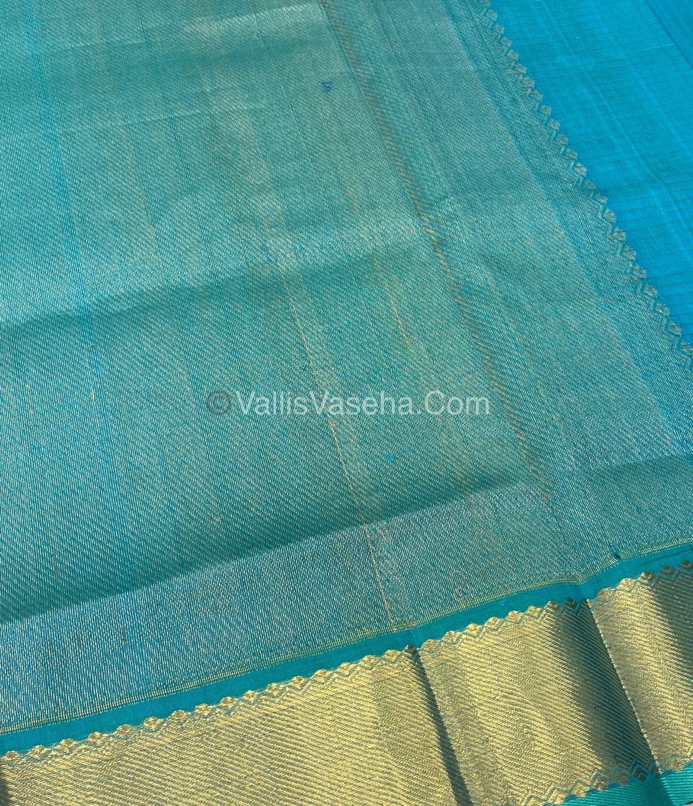 Pure Silk Cotton Saree - Mayil & Chakkaram Design - Maroon with Turquoise Blue - VVMC002