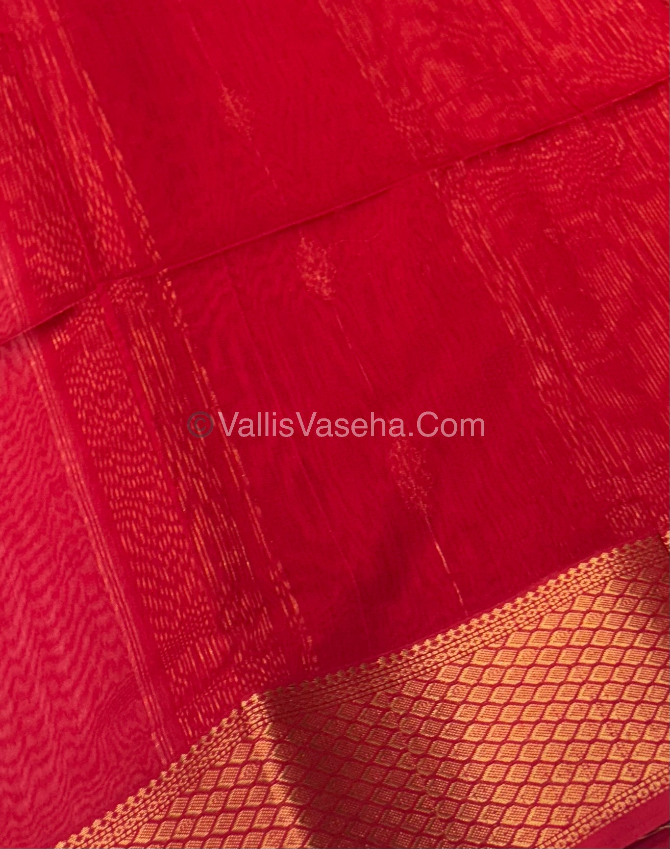 Pure Maheshwari Silk Cotton Saree - Red Color - VVMSC005