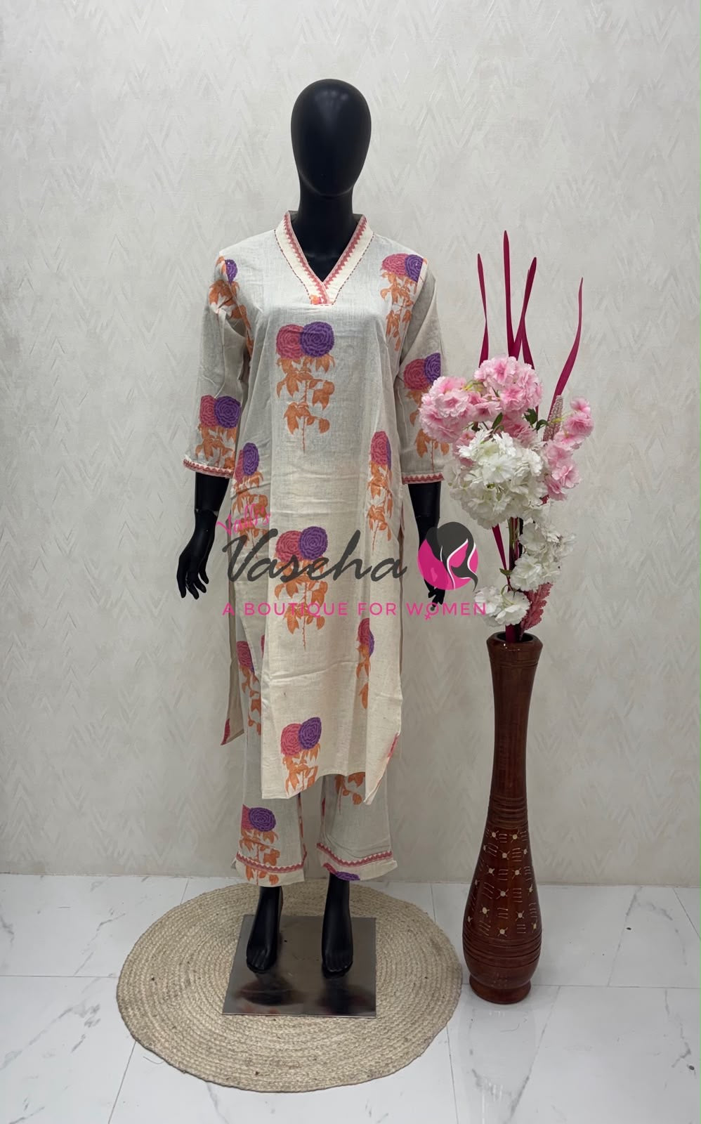 Top & Bottom(2pc) Co-Ord Set - Khadi Cotton - VVCS007