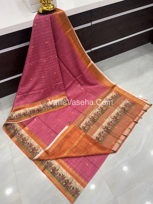 Semi Chanderi Saree - checks pattern - VVSCS004