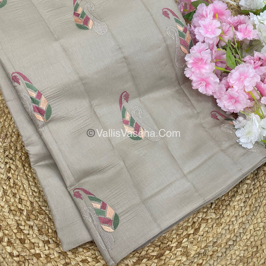Butter Silk - Ivary Cream & Purple Combo - VVBS002