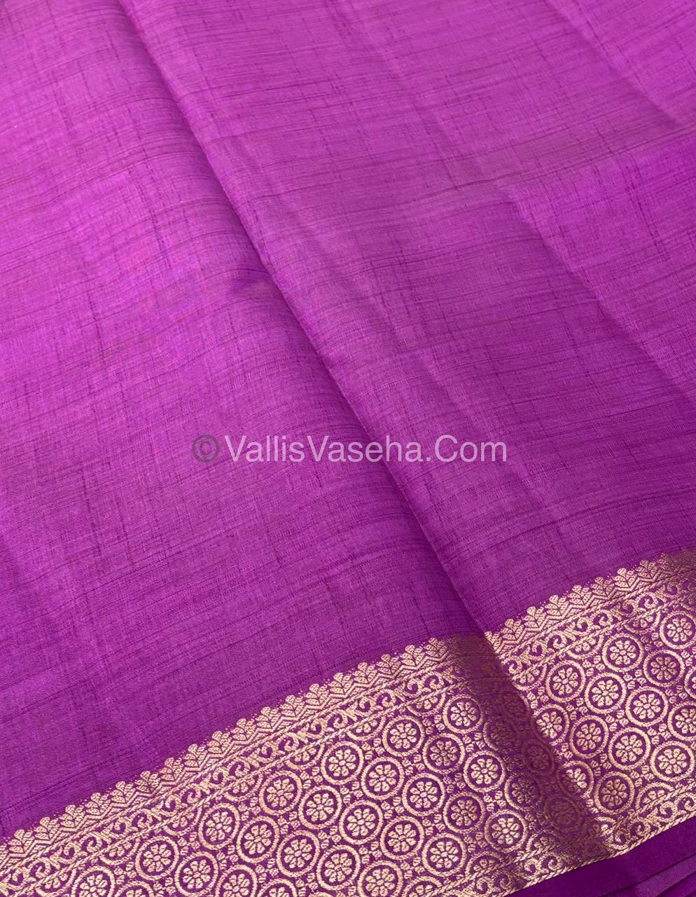 Semi Tussar Silk - Grand Pallu - Purple Shade - VVSTS025