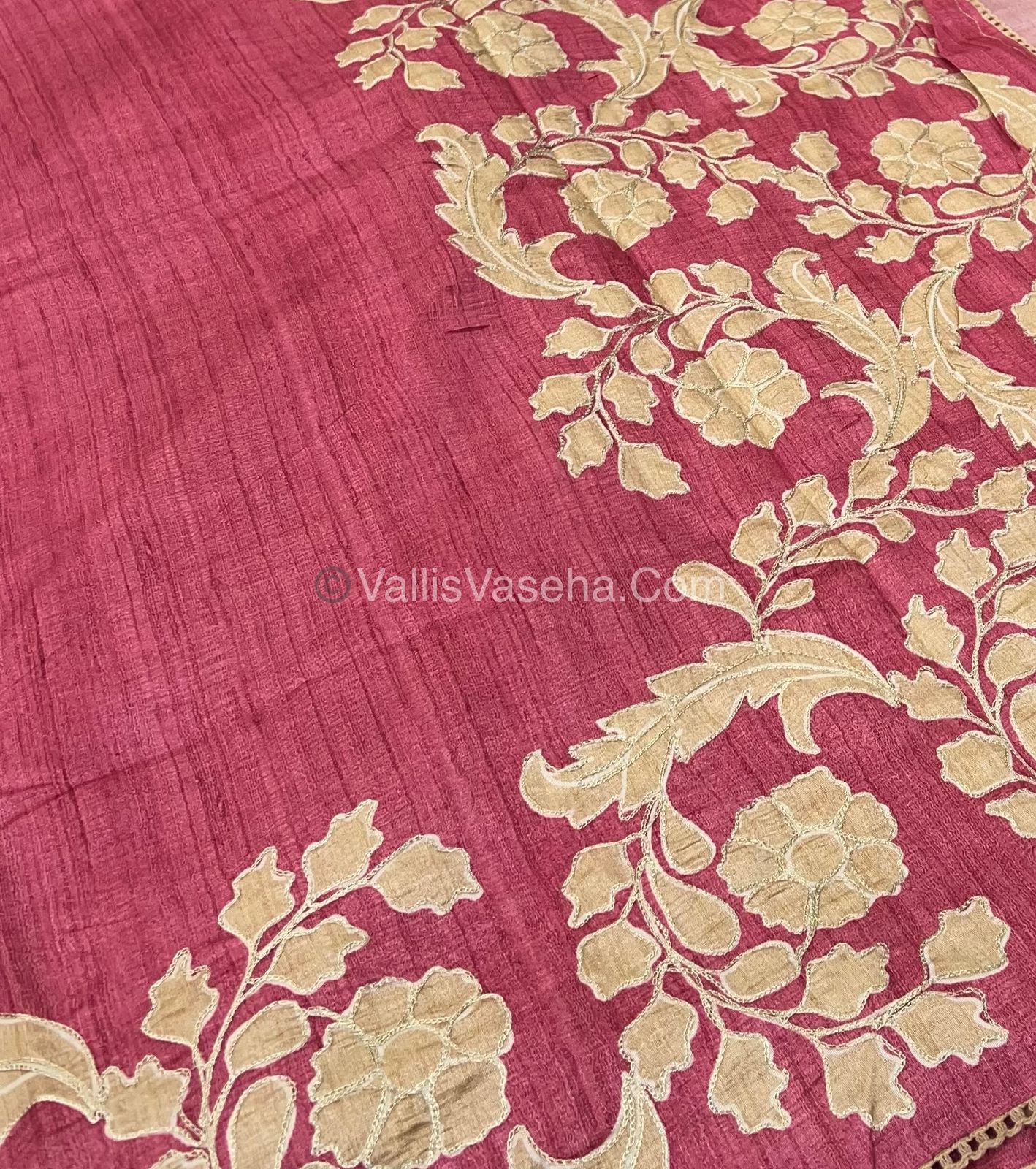 Semi Raw Silk with embroidery work - VVSRS001