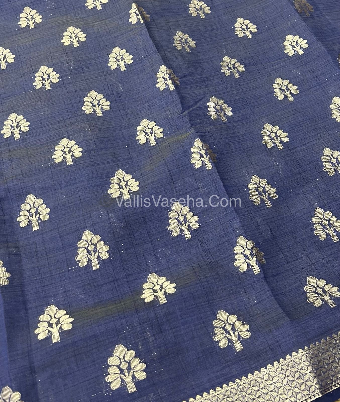 Semi Tussar Silk Saree - Navy Blue Shade - VVSTS009