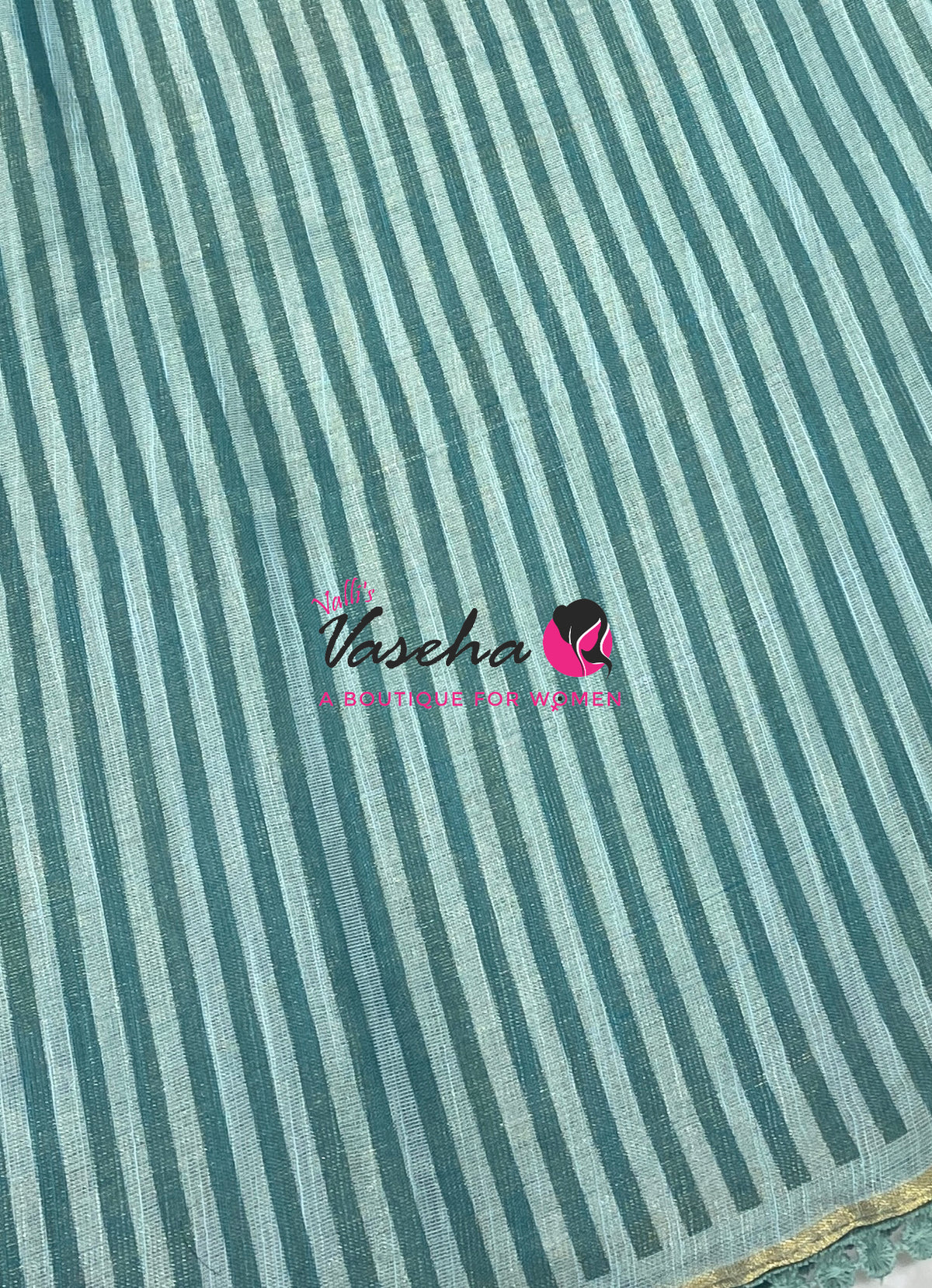 Linen Tissue Saree - Light & Dark Combo - Ramar Blue Shade - VVLTS005