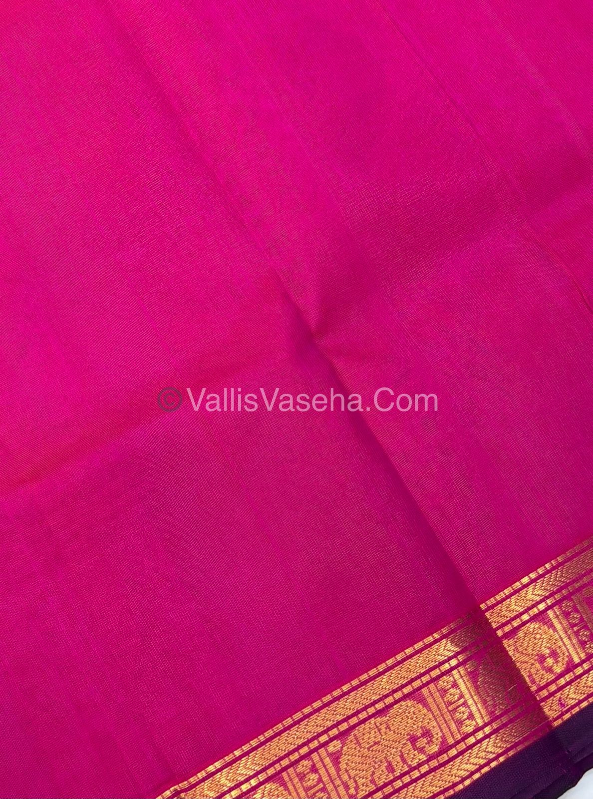 Pure Silk Cotton Saree - Retta Mayil Design - Pink Shade - VVRMS001