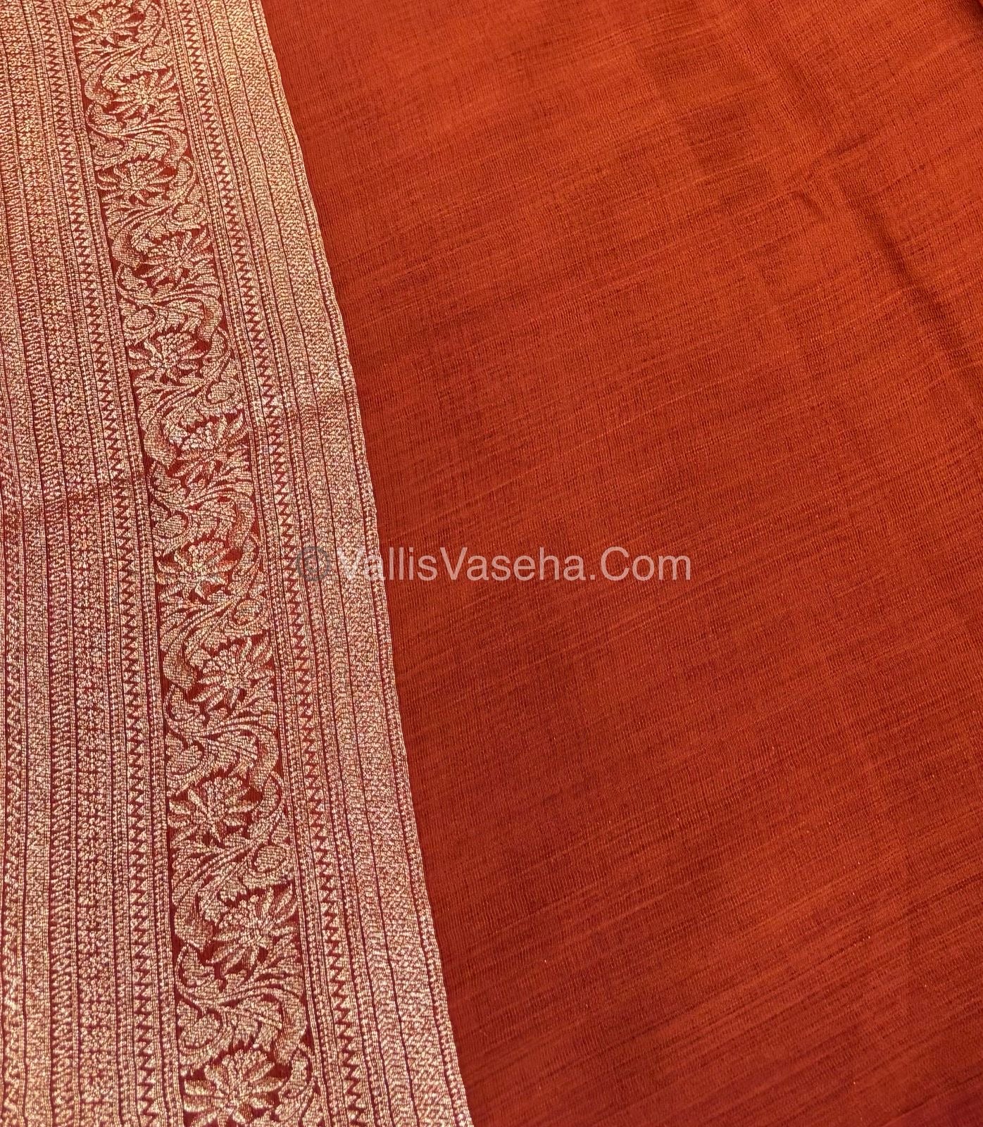 Banarasi - Heritage Silk - Semi Kathan Silk - Rust Orange Shade - VVBHS009