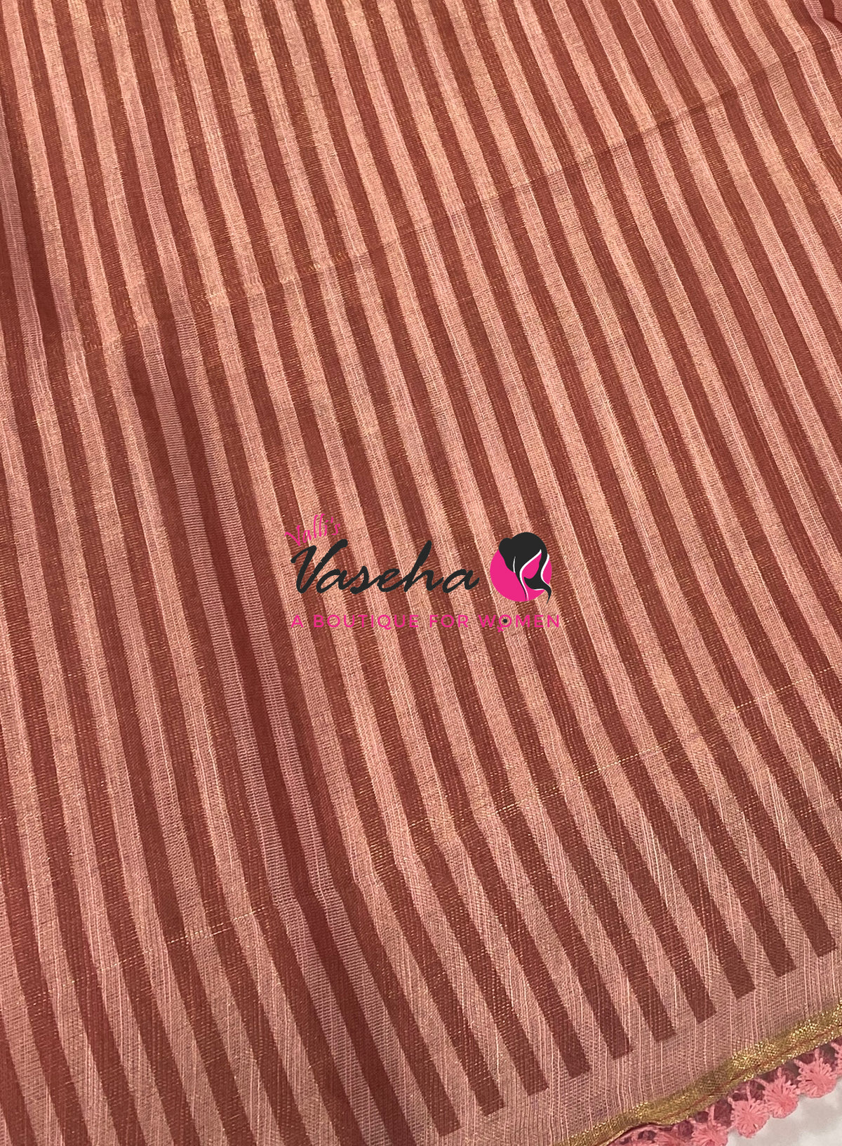 Linen Tissue Saree - Light & Dark Combo - Orange Shade - VVLTS005