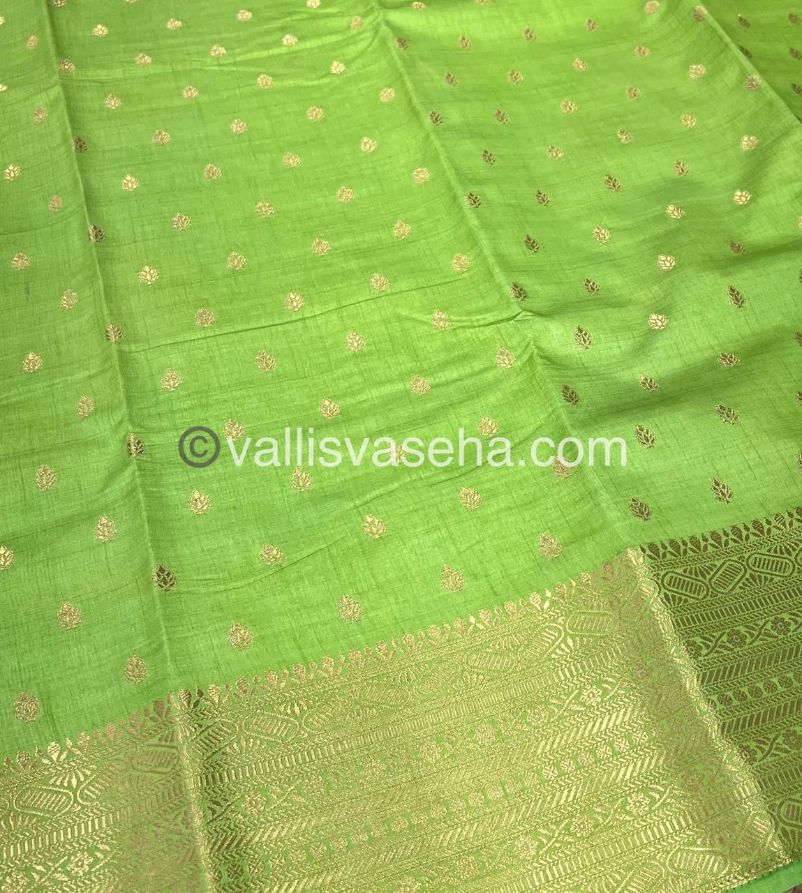 Semi Tussar Silk Saree - Pista Green Shade - VVSTS008