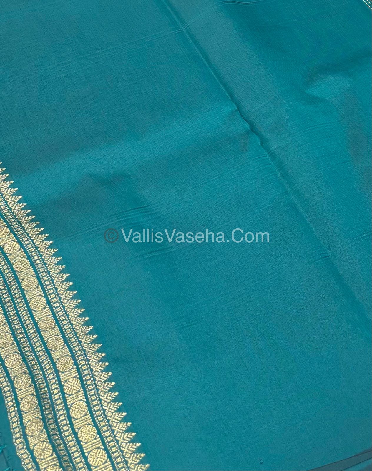 Semi Soft Silk - Border less - Peacock Blue Shade -VVSSS026