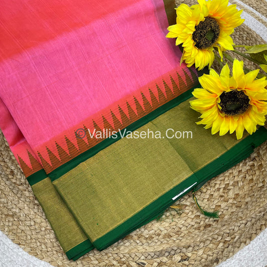 Pure Korvai Silk Cotton Saree - Temple border - VVKSC001