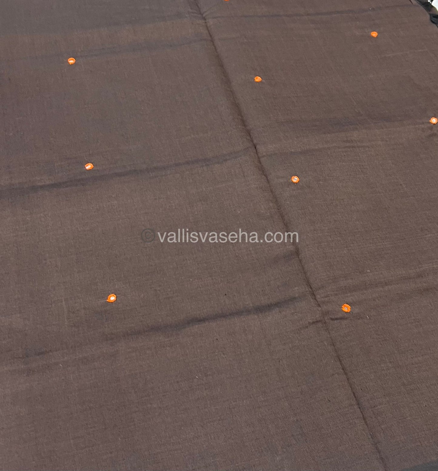 South Mixed Cotton - Mirror Work Embroidery - Brown with Orange - VVPCM002