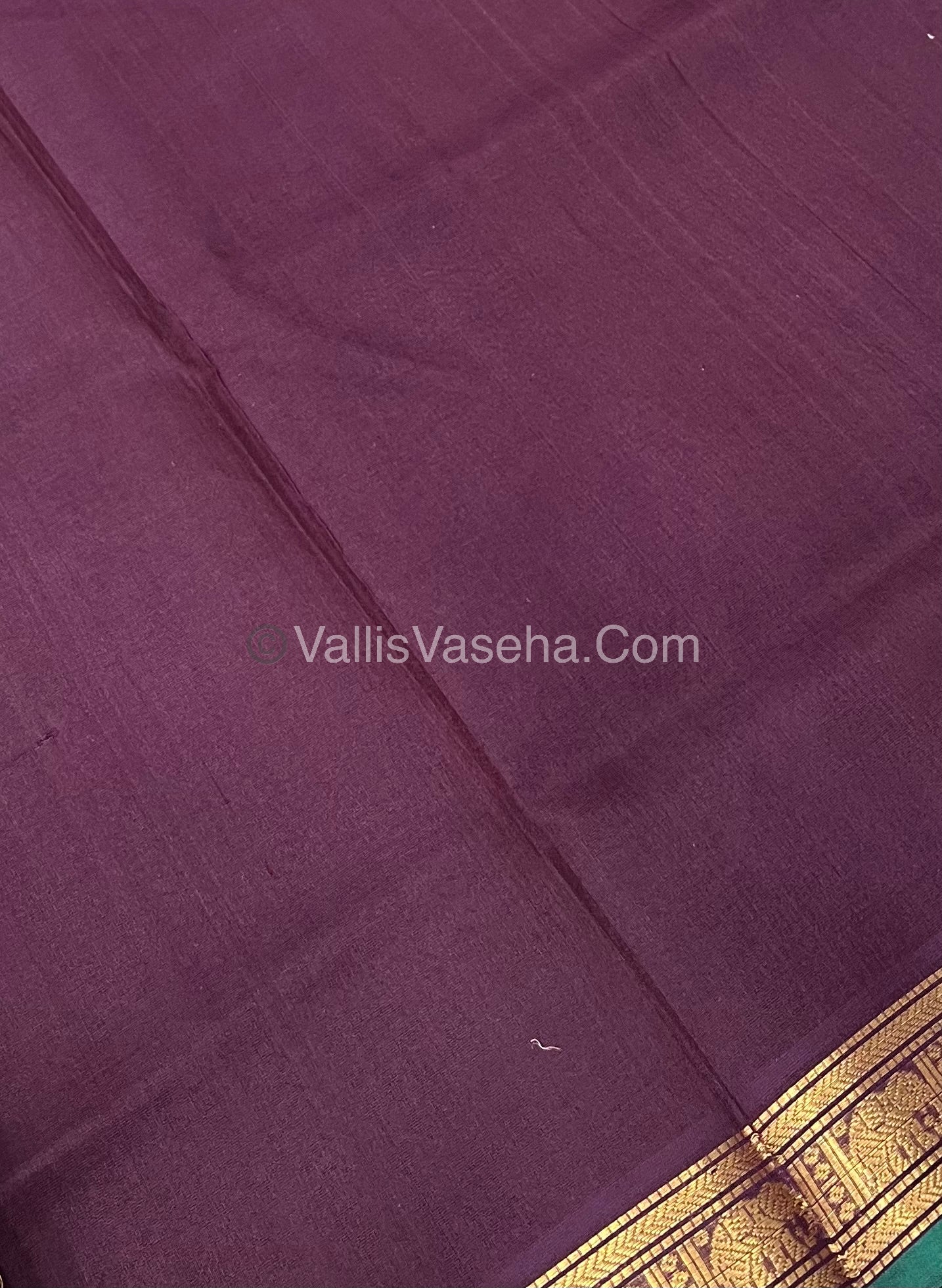 Pure Silk Cotton Saree - Retta Mayil Design - Dark Brownish Wine Shade - VVRMS001