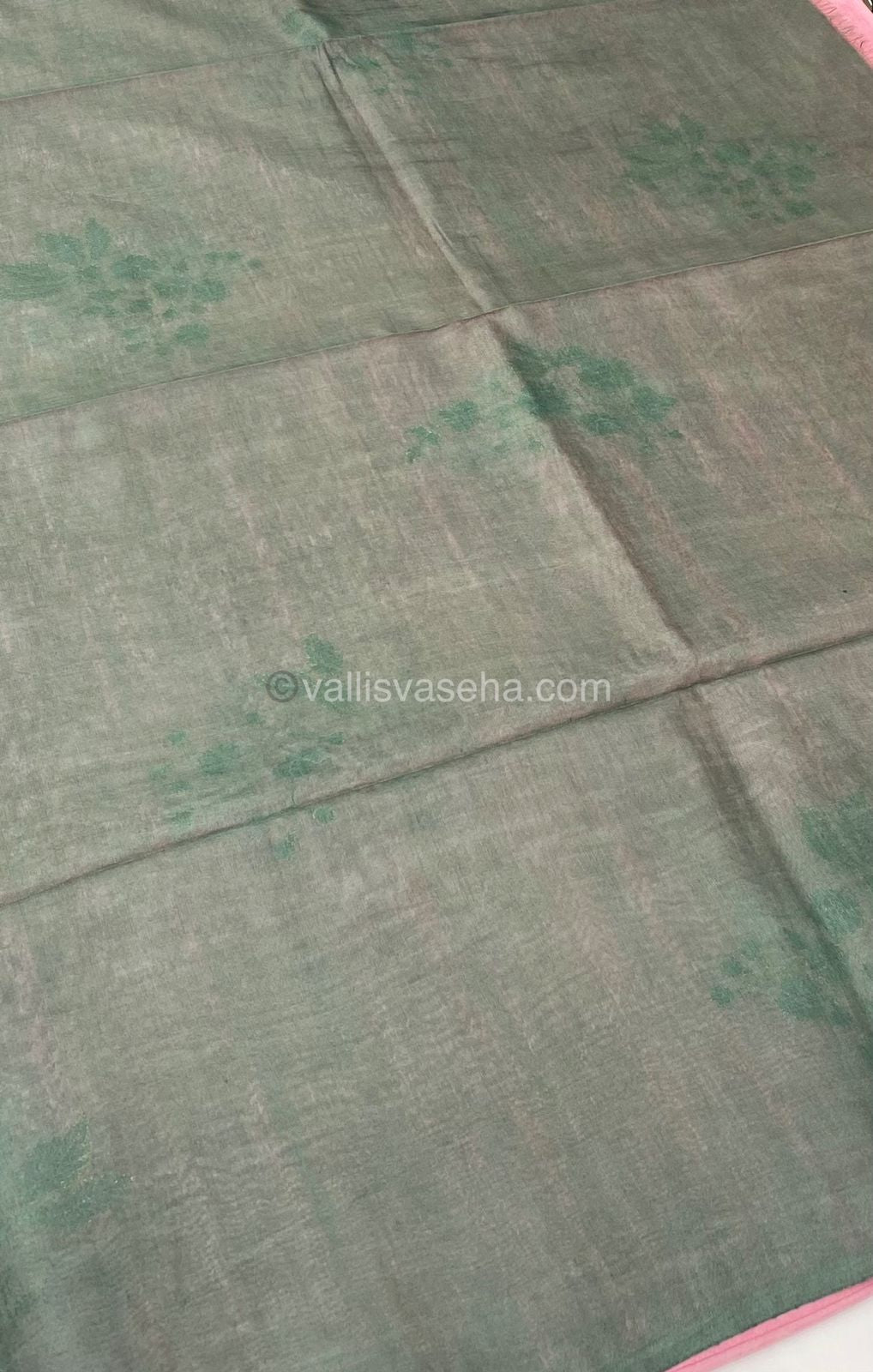 Bhagalpuri Silk - Embroidered - Light Pink & Green - VVBS001