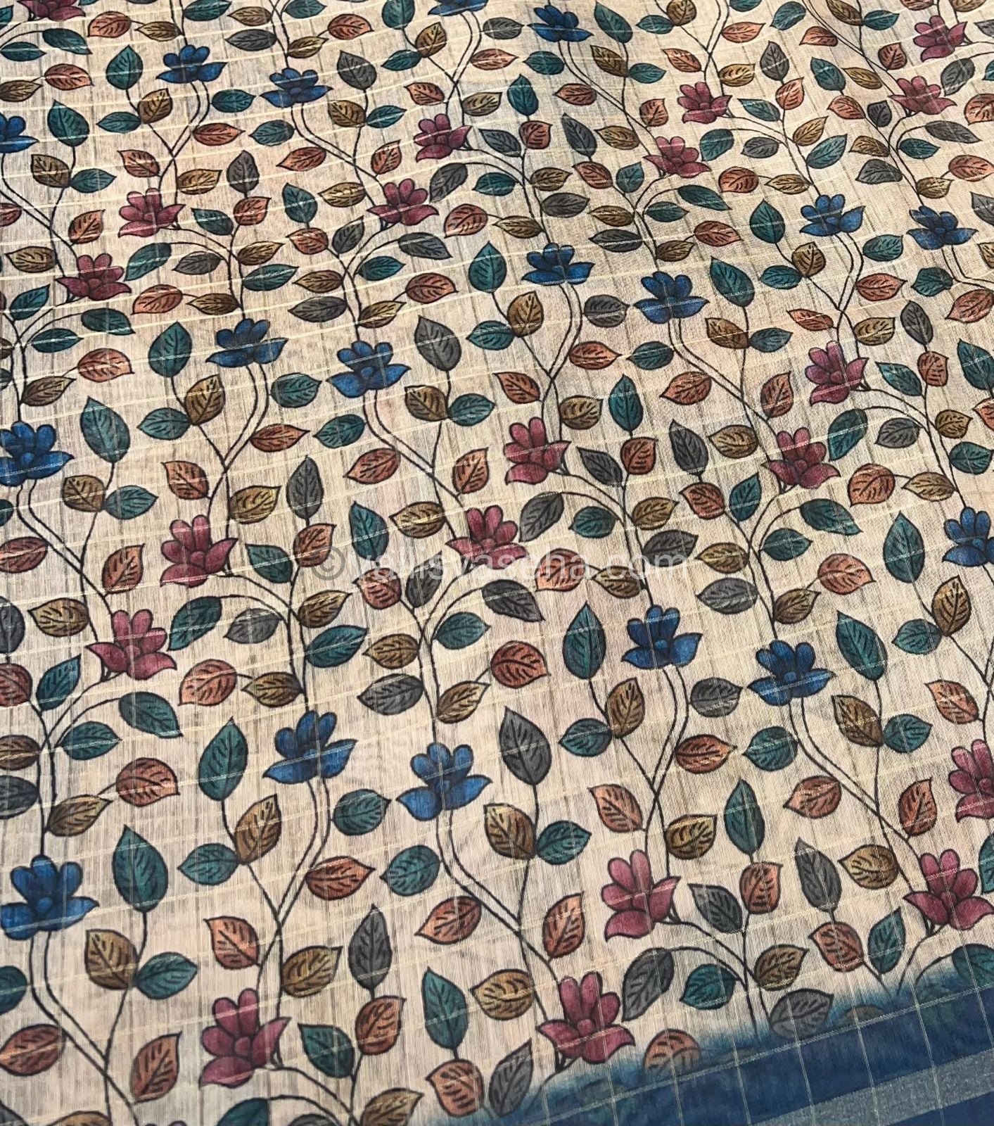 Semi Chanderi Saree - checks pattern - VVSCS002