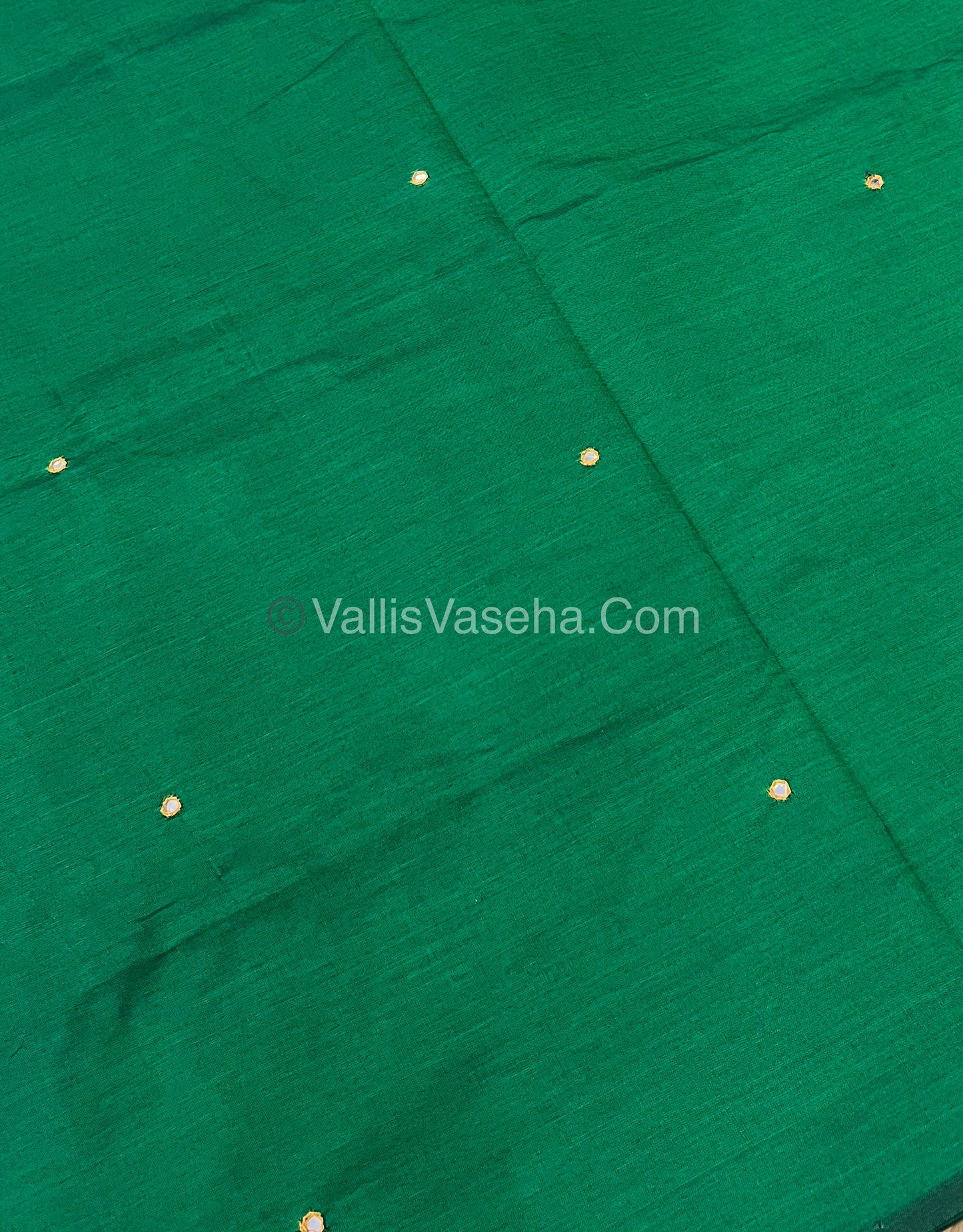South Mixed Cotton - Mirror Work Embroidery - Green With Mustard shade - VVPCM002