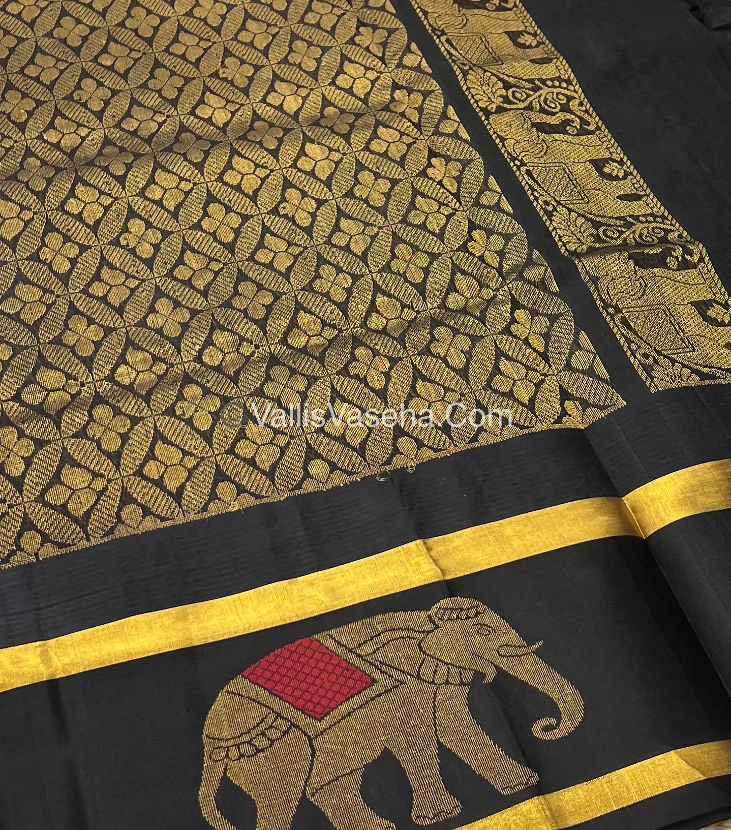 Pure Korvai Silk Cotton Saree - Border Elephant butta Design - VVKSC018