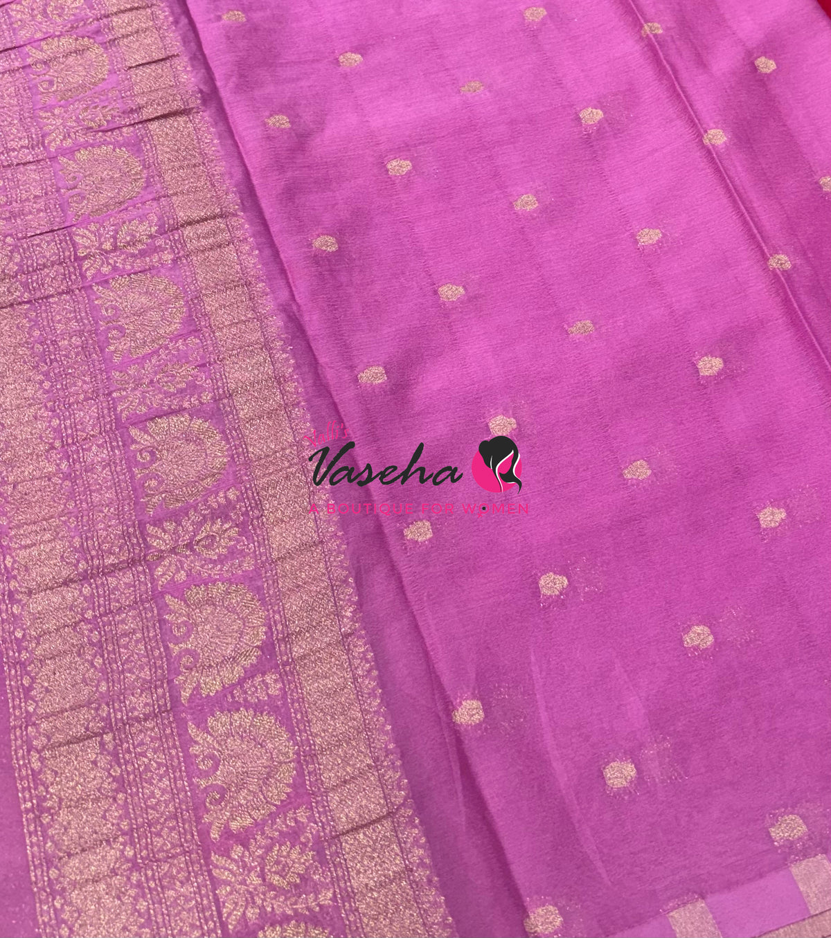 Banarasi Georgette Saree - Red With Pink Combo - VVBGS002