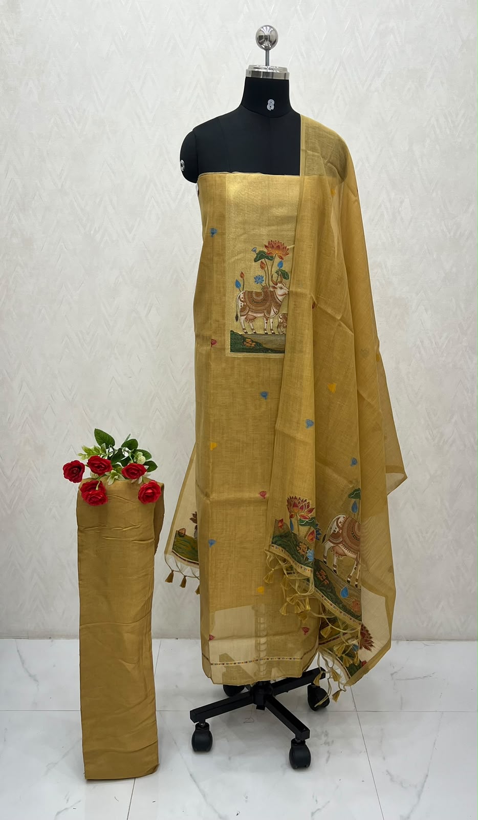 Unstitched Linen Material |Yellow Shade | VVUSM081