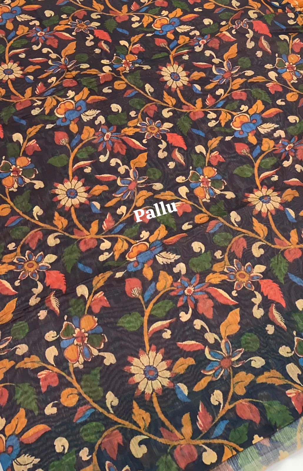 Chanderi Mixed Cotton Saree - Ikkat & kalamkari design - VVCC002