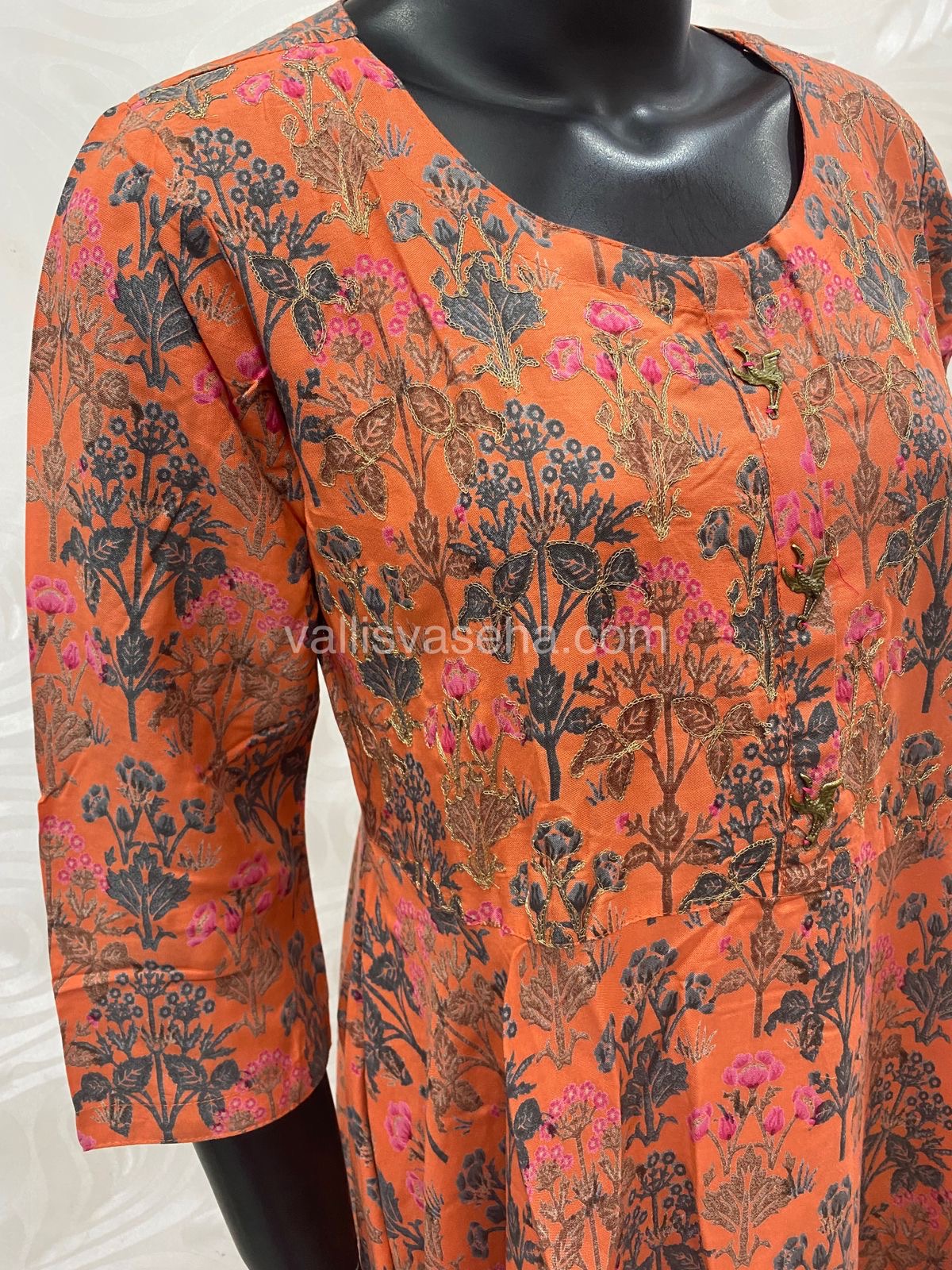 Ready Made - Long Floor Length Kurti - Peach Color - VV108447 & VV108448