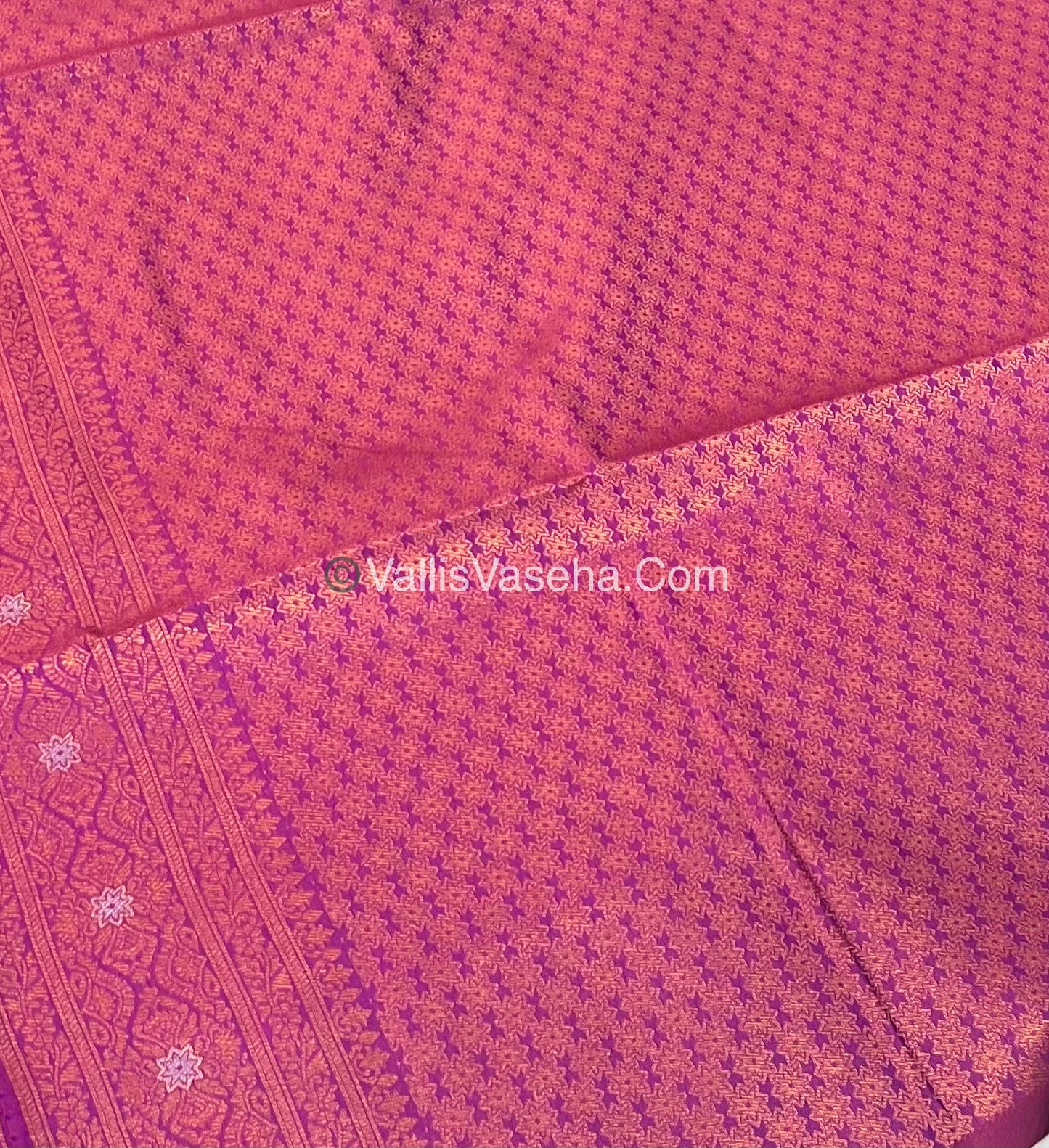 Semi Soft Silk - Border Butta - Purplish Pink Shade -VVSSS010