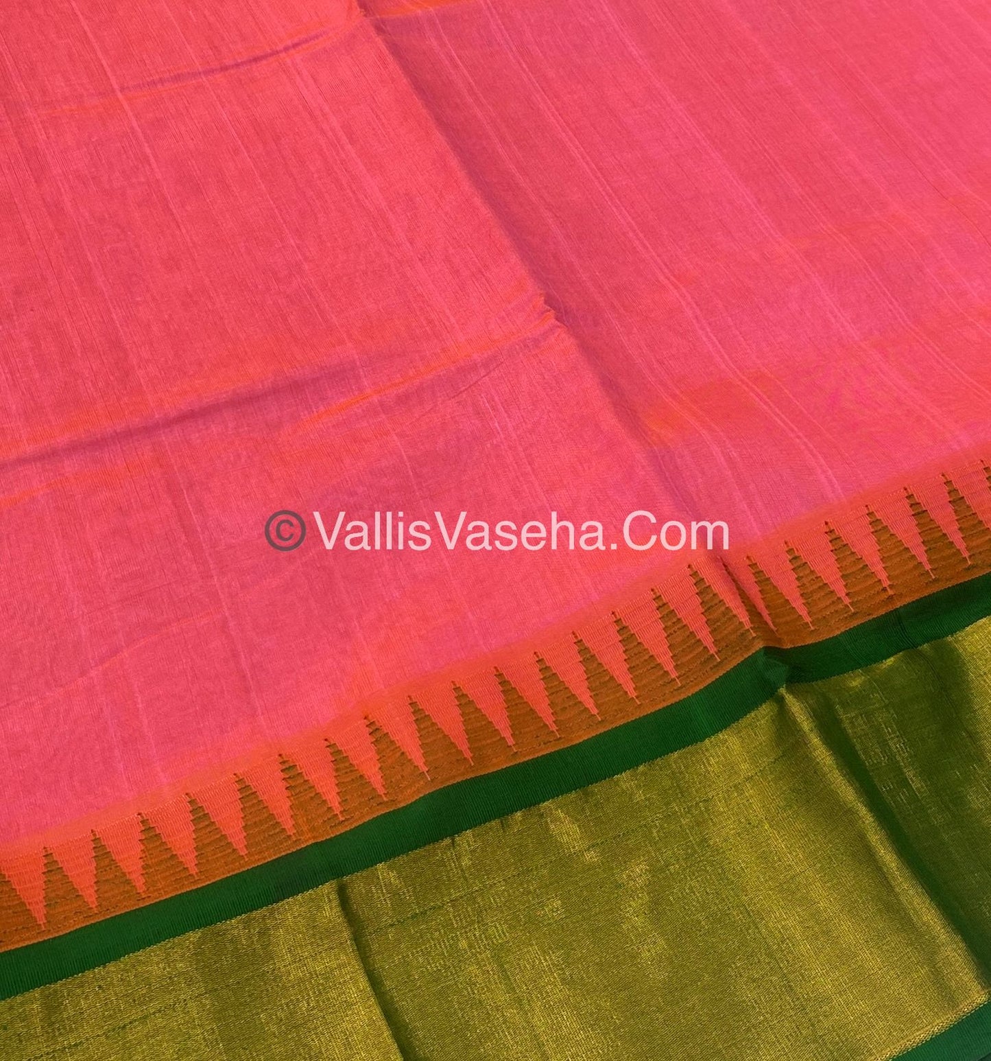 Pure Korvai Silk Cotton Saree - Temple border - VVKSC001