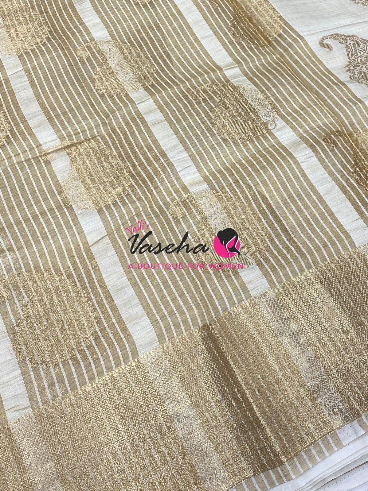 Semi Tussar Silk Saree | Cream Shade |VVSTS055