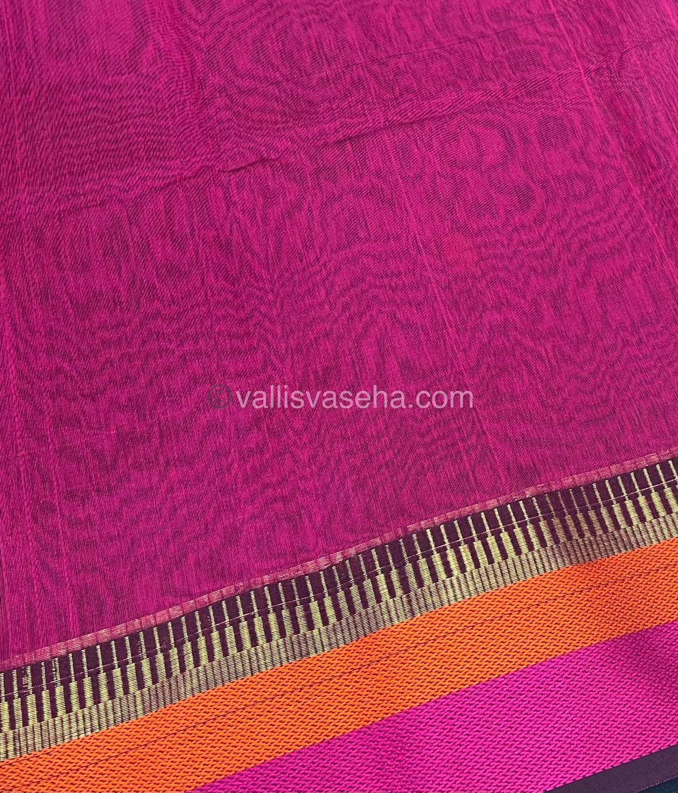 Pure Maheshwari Silk Cotton Saree - Ramar Blue & Pink Color - VVMSC004