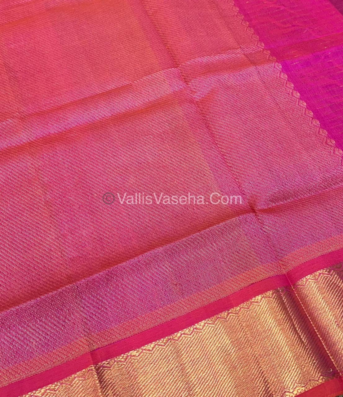 Pure Silk Cotton Saree - Mayil & Chakkaram Design - Brown With Pink Shade - VVMC001