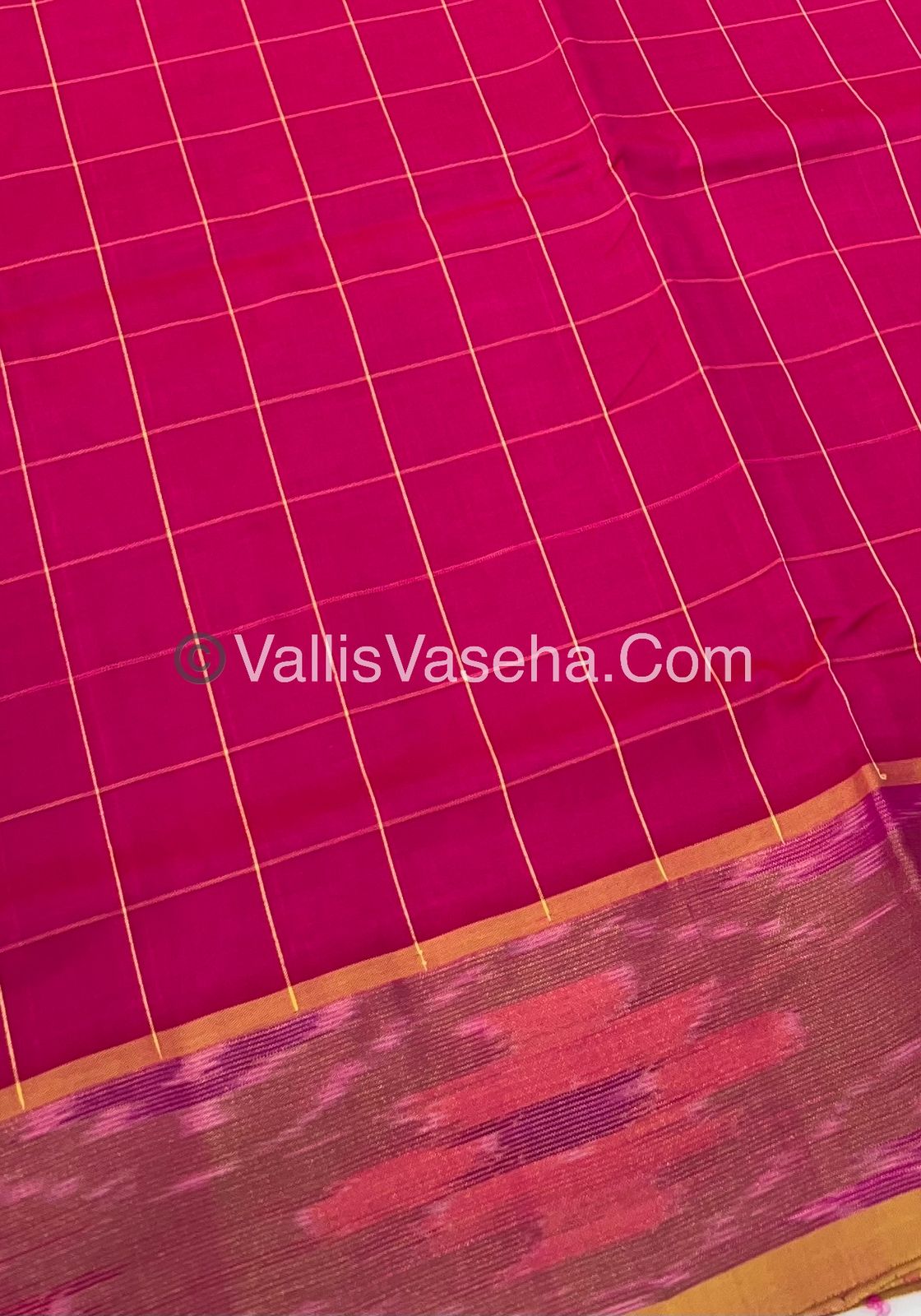 Semi Silk Cotton Saree - Pink & Yellow - VVSSC001