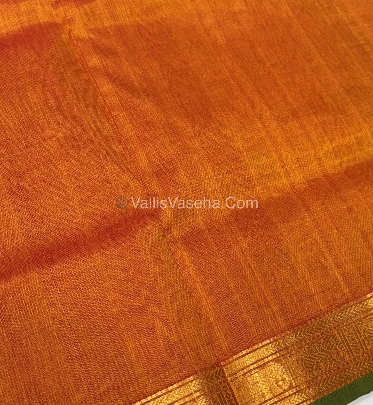 Pure Silk Cotton Saree - Retta Mayil Design - Dual Tone - Orangish Yellow Shade - VVRMS001