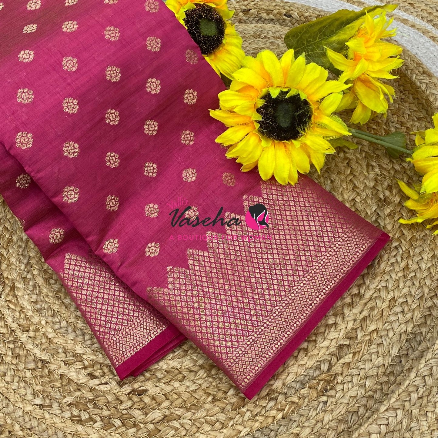 Semi Tussar Silk Saree | Pink Shade |VVSTS057