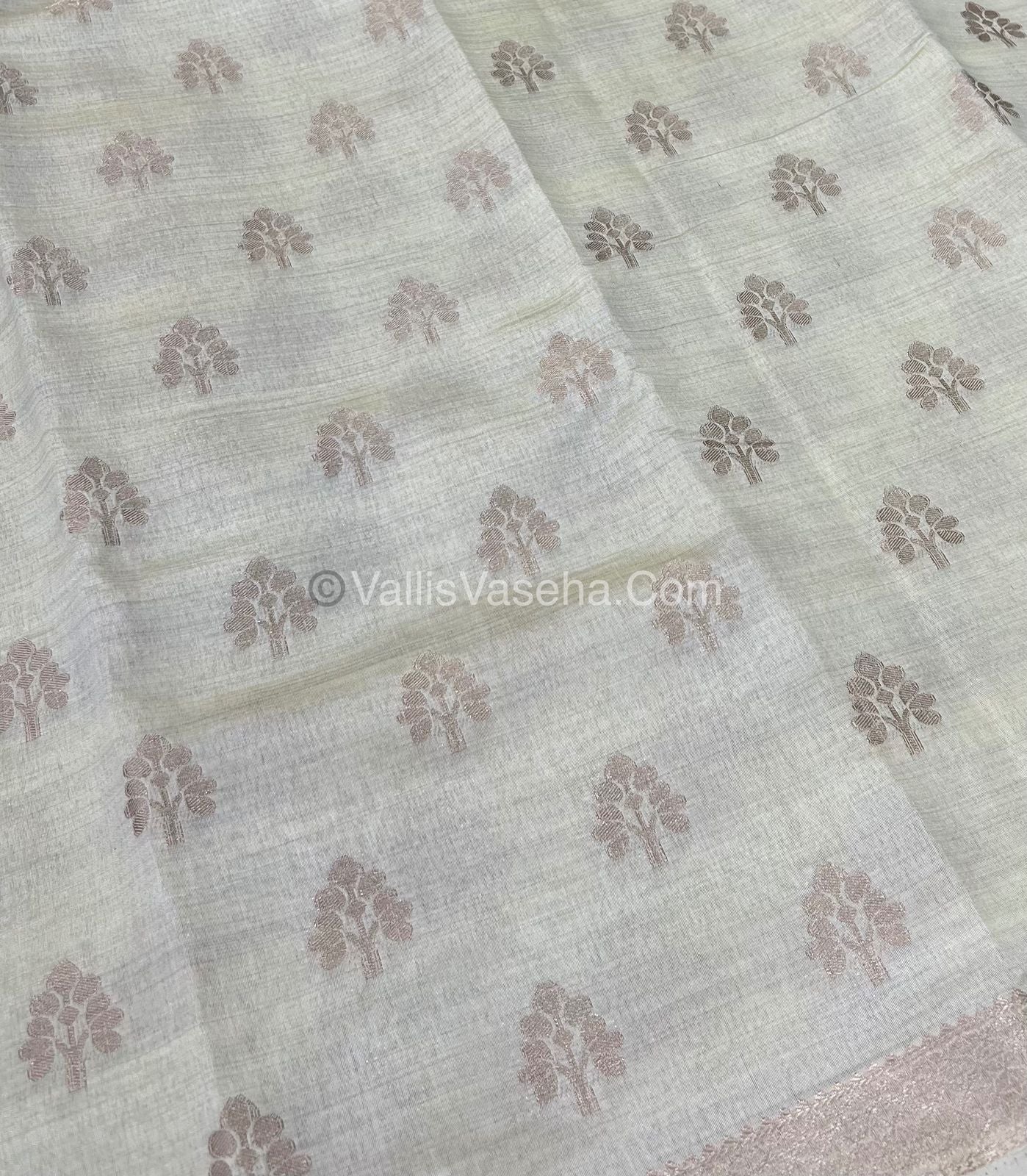 Semi Tussar Silk Saree - White Shade - VVSTS009