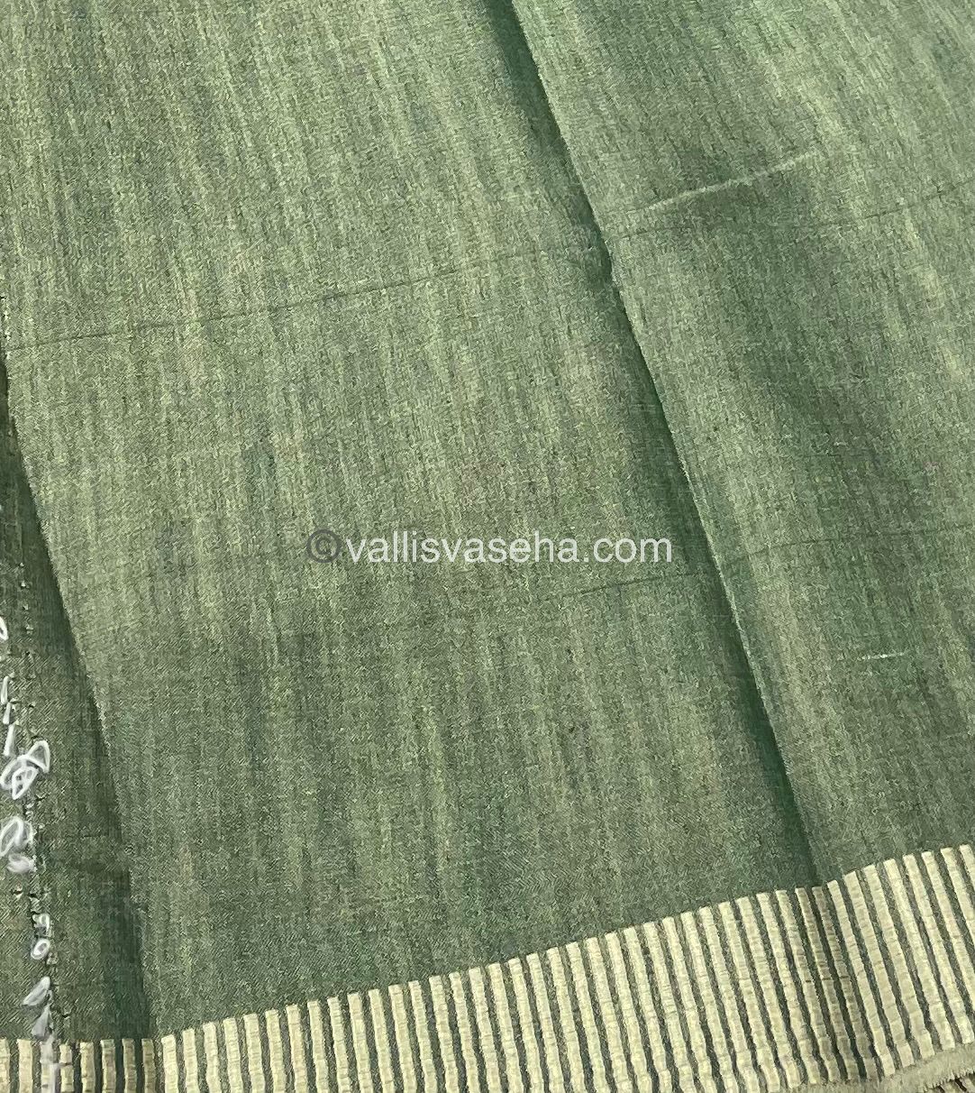 Semi Tussar Silk - Dark Green Shade - VVSTS004