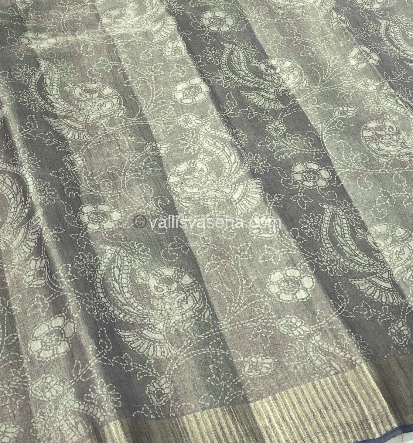 Semi Tussar Silk - Grey Shade - VVSTS001