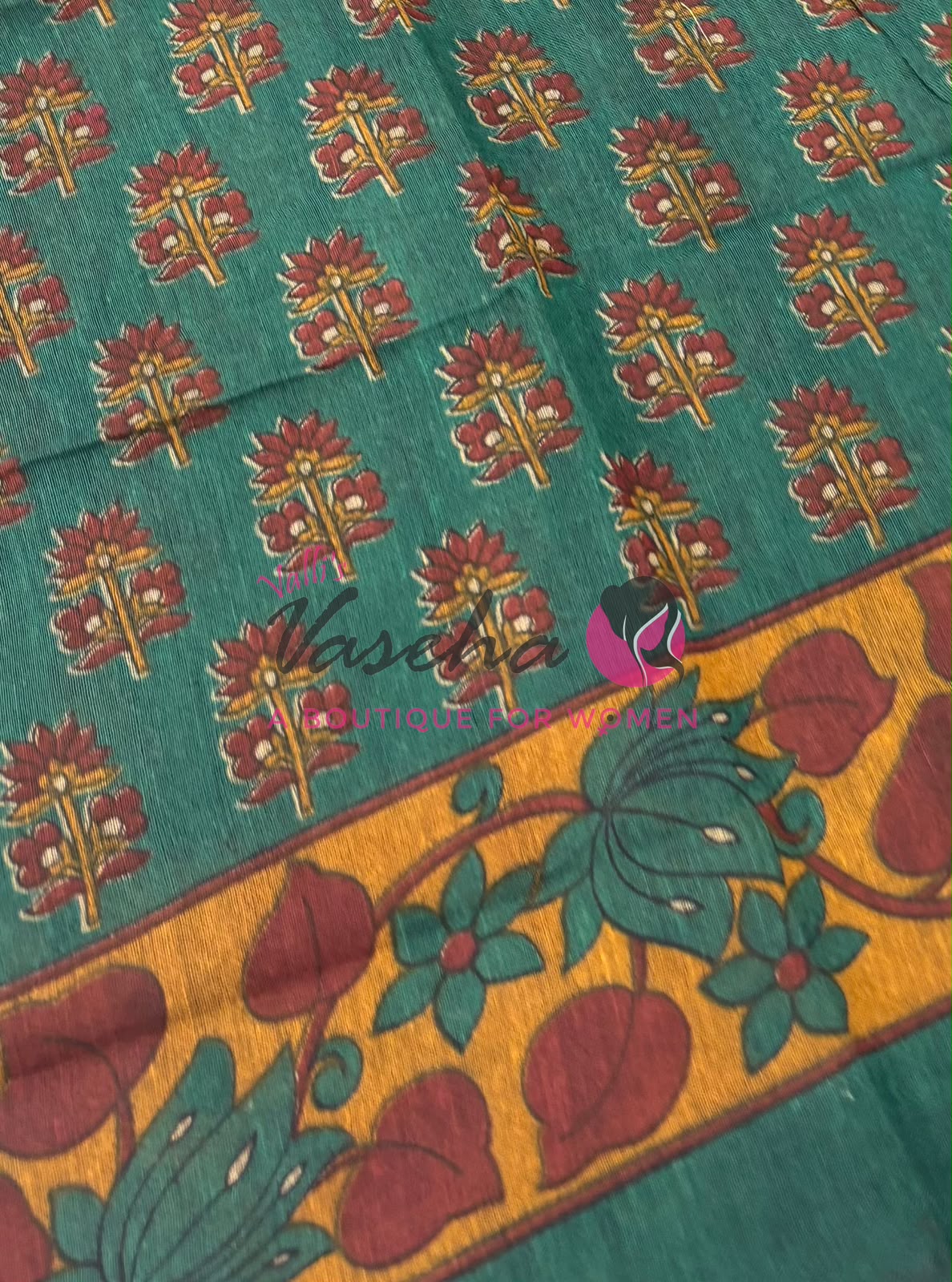 Handloom Cotton Sarees with Kalamkari Blouse - VVKCK003