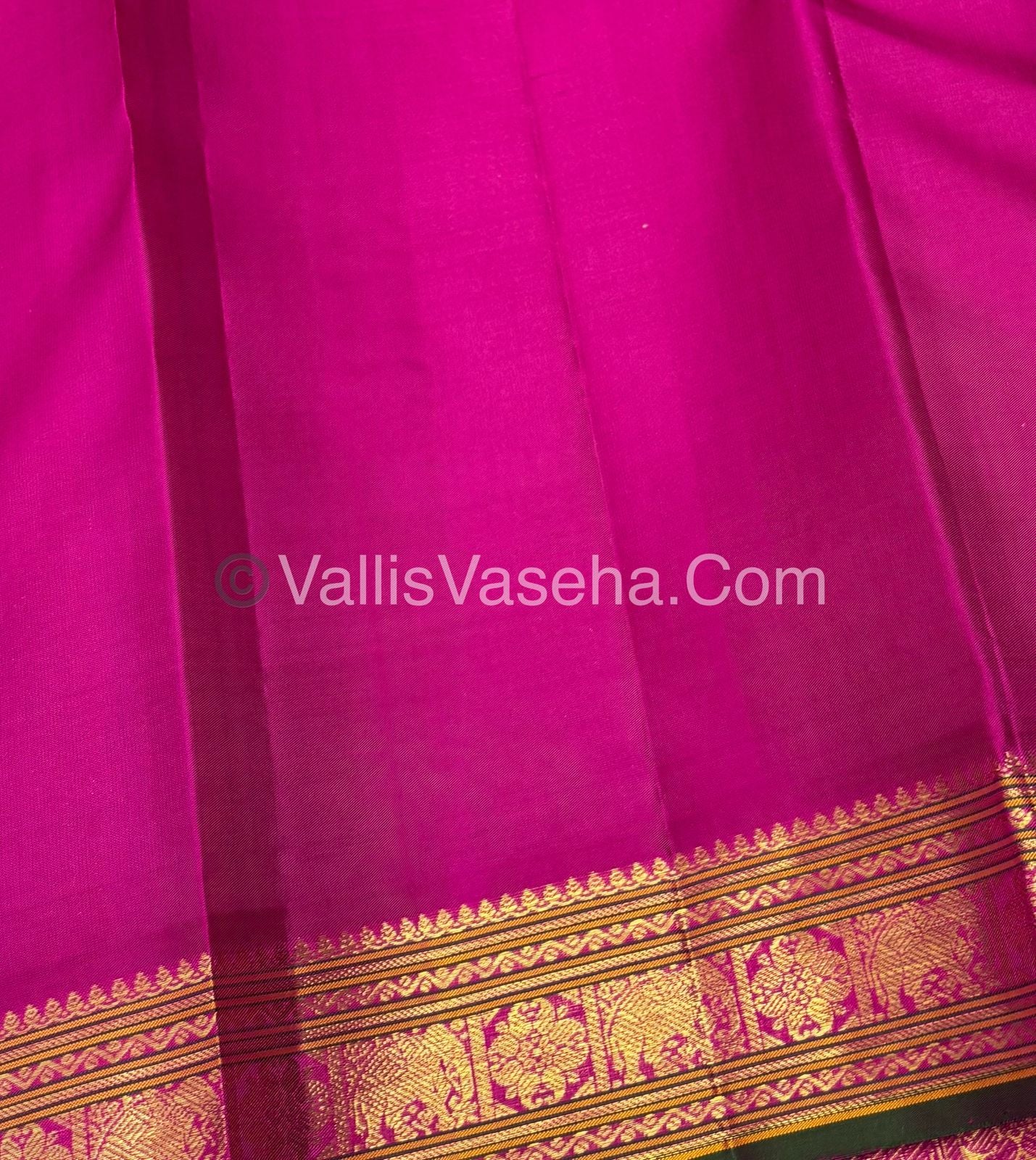 Pure Kanchipuram Silk Saree - Pink with Purple - VVPS031