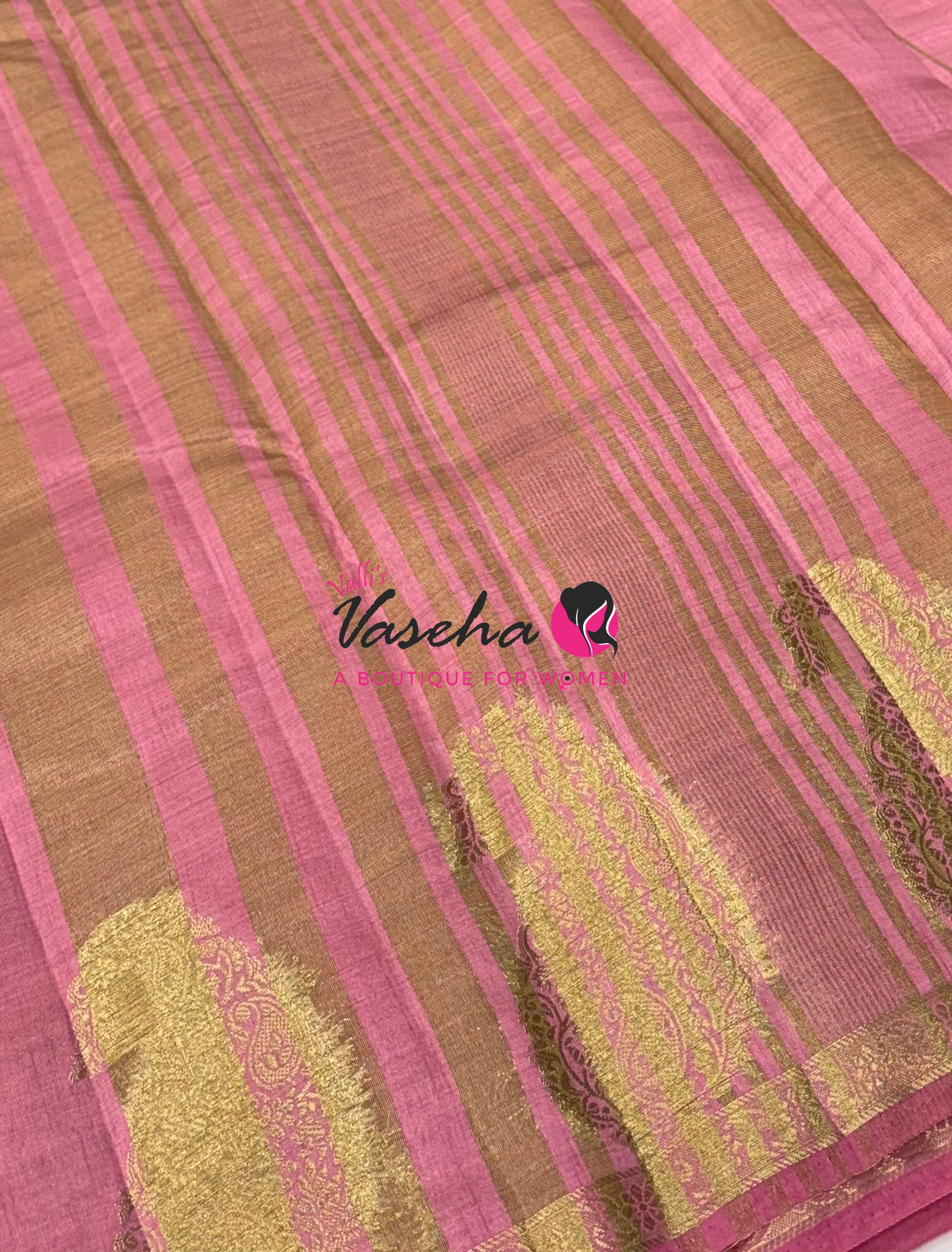 Semi Tussar Silk - Small Mango - Baby Pink Shade - VVSTS002