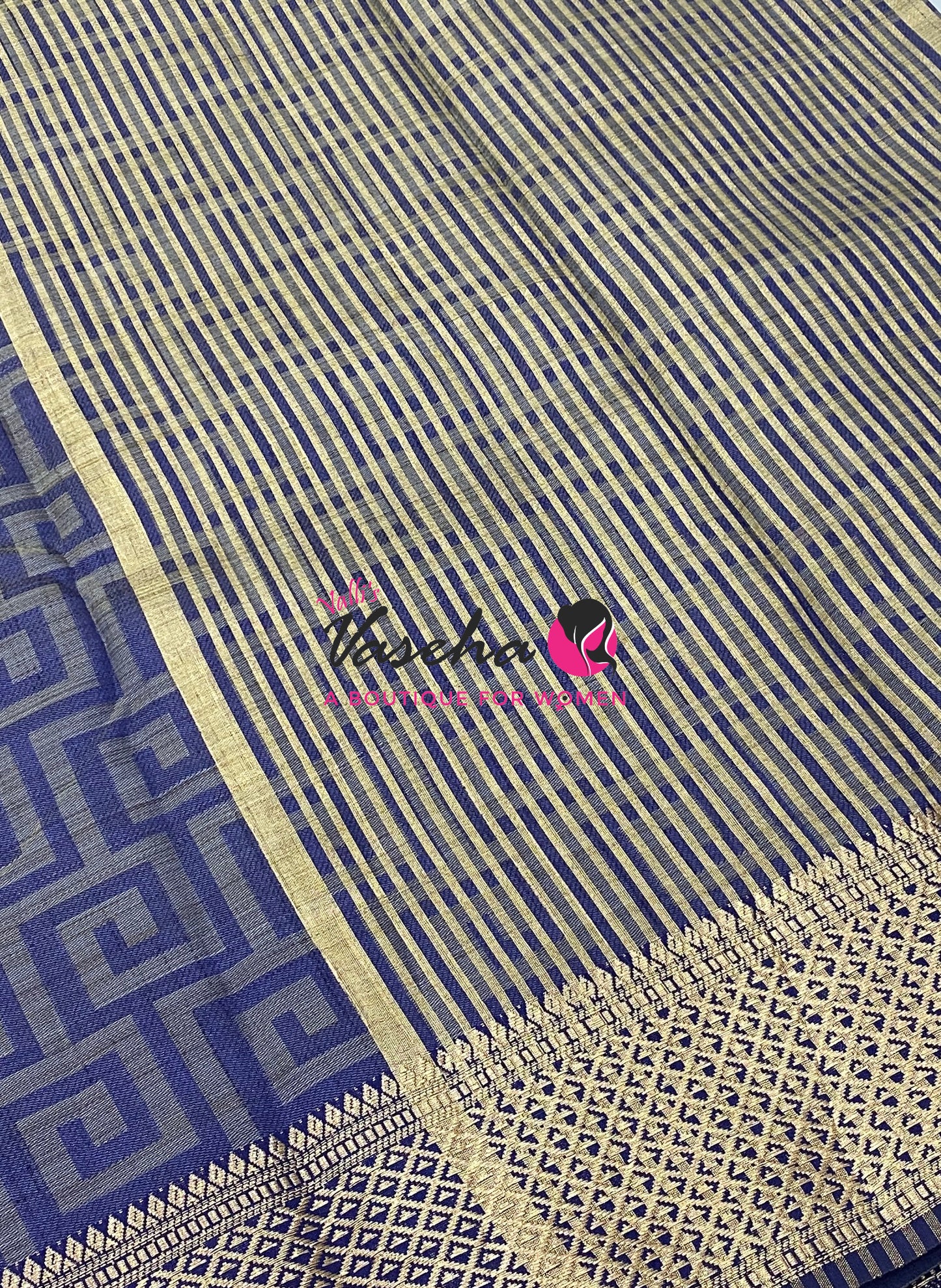 Semi Tussar Silk Saree | Navy Blue Shade |VVSTS058