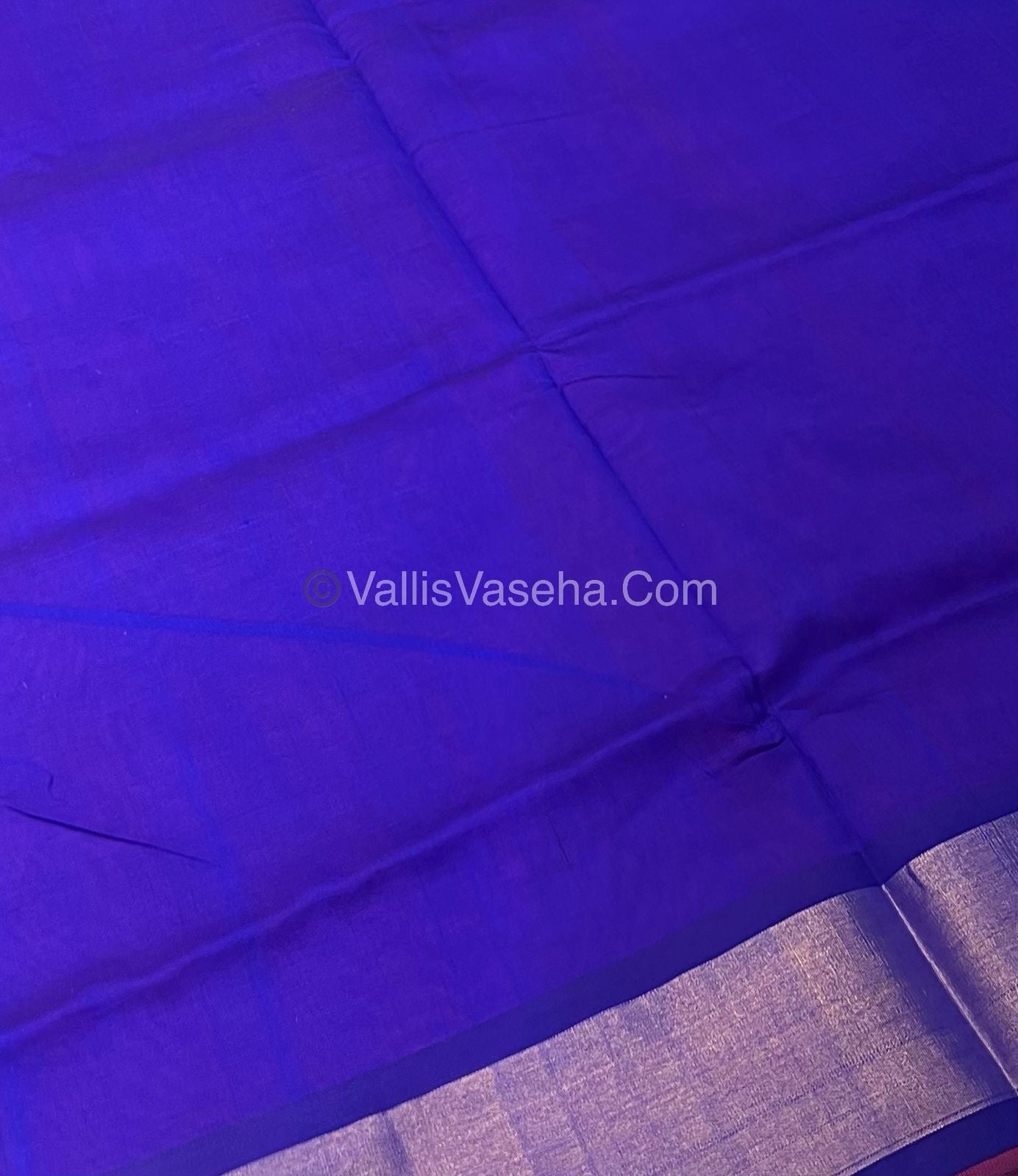 Semi Silk Cotton Saree - Peachish Pink & Blue Combo - VVSSC001