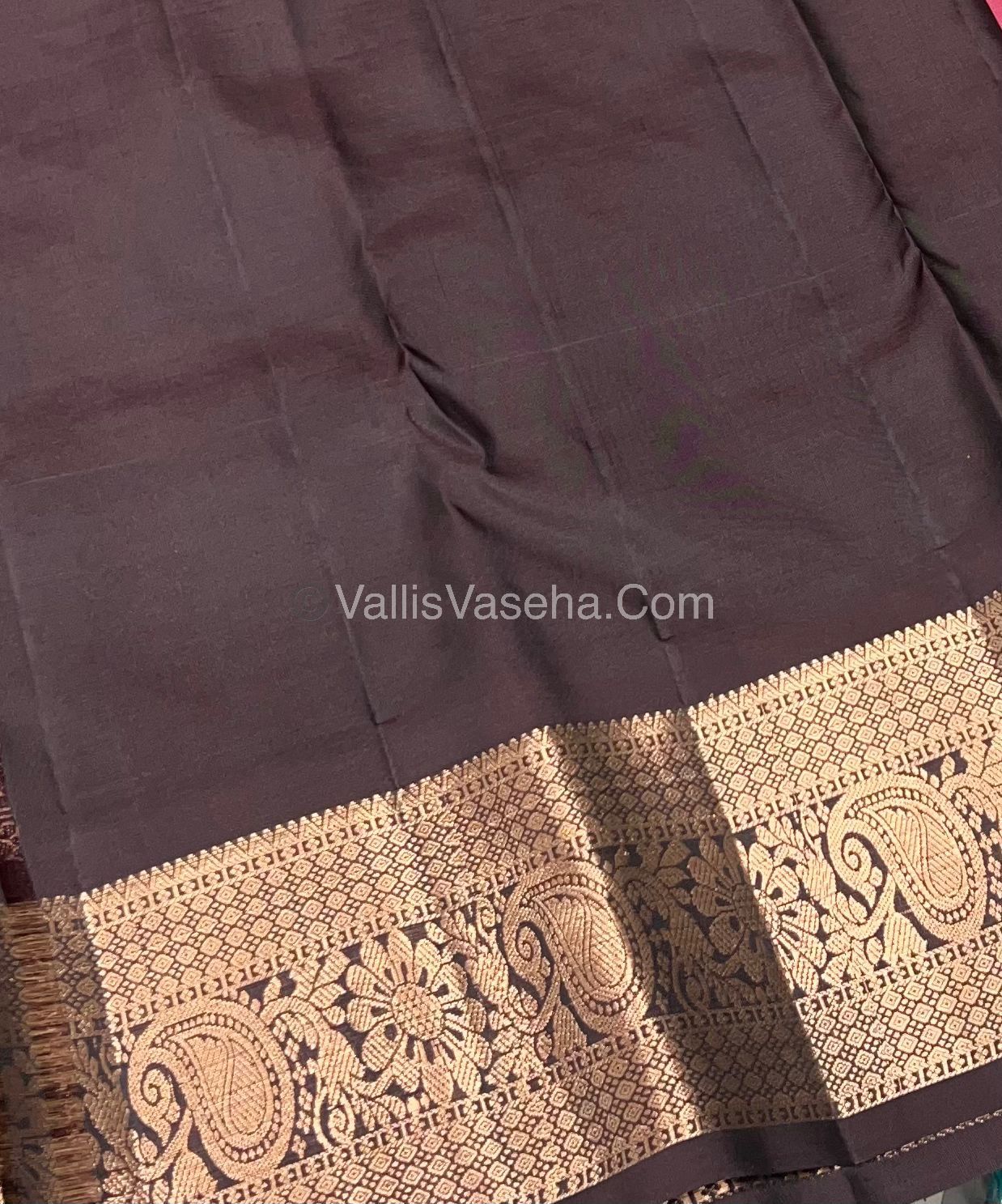 Half Mix - Pure Soft Silk Saree - Pink & Brown Shade - VVPSS031