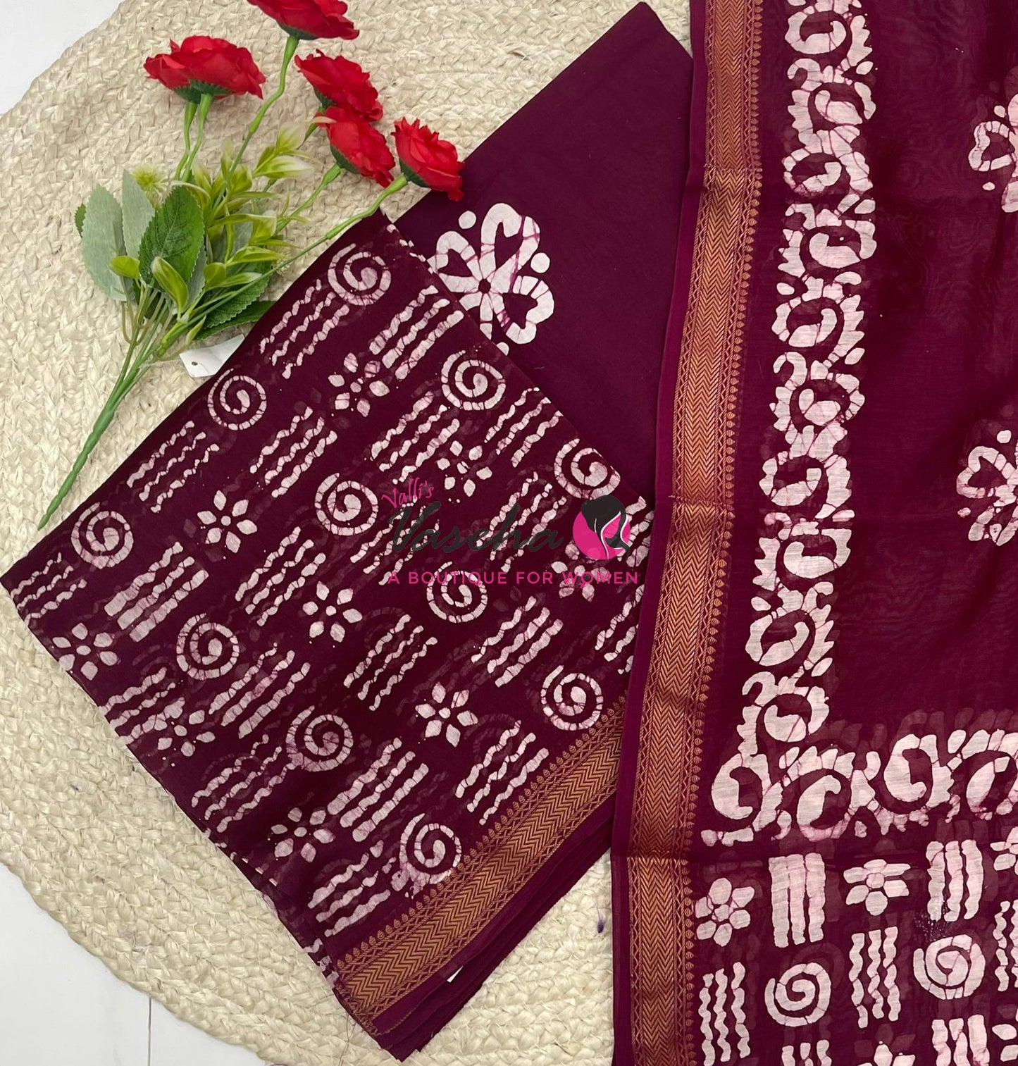 Pure Maheshwari Silk Mixed Cotton | Unstitched Material | VVUSM067